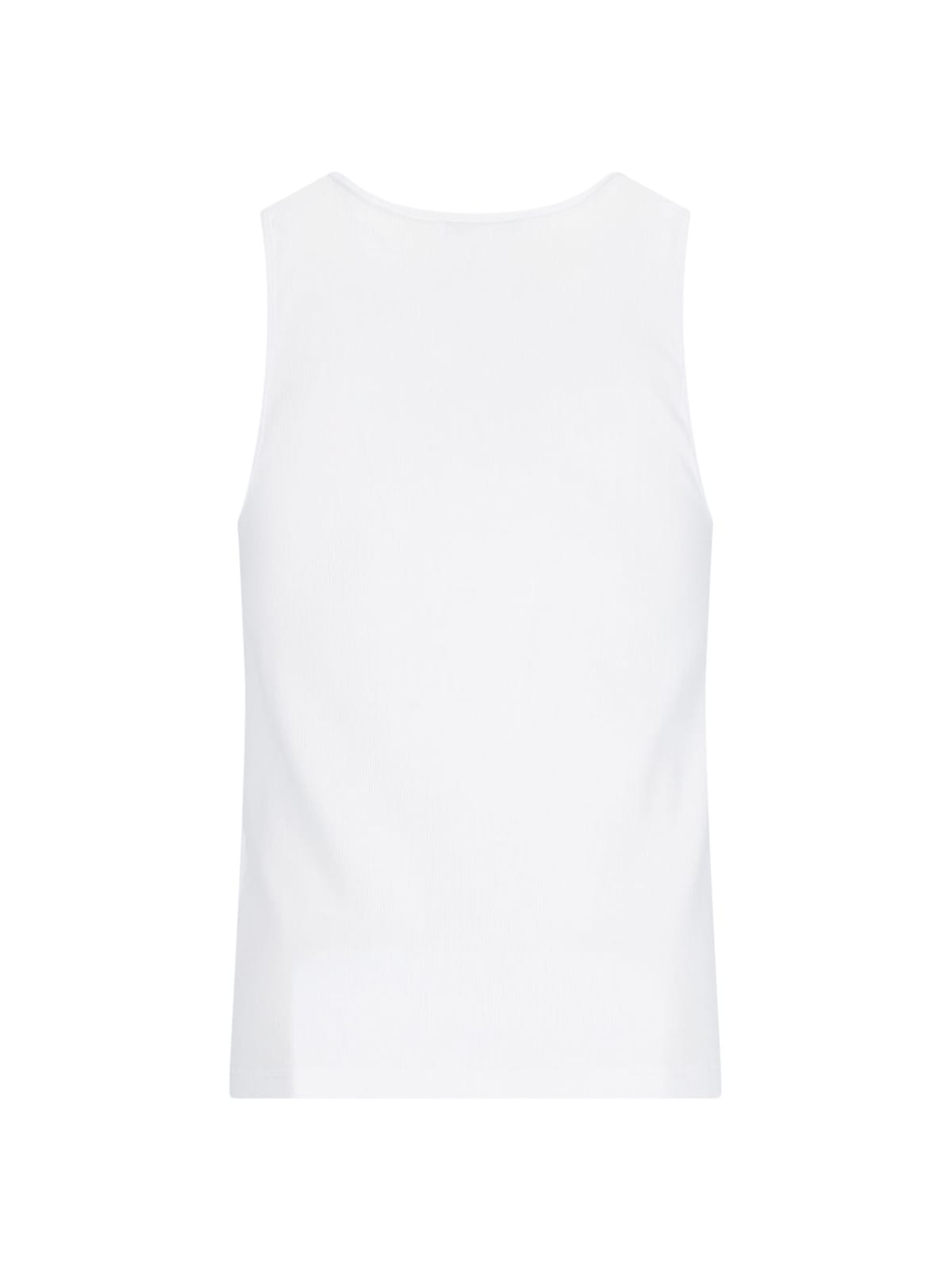 Jw Anderson White Sleeveless Top With Logo Embroidery On The Front In White