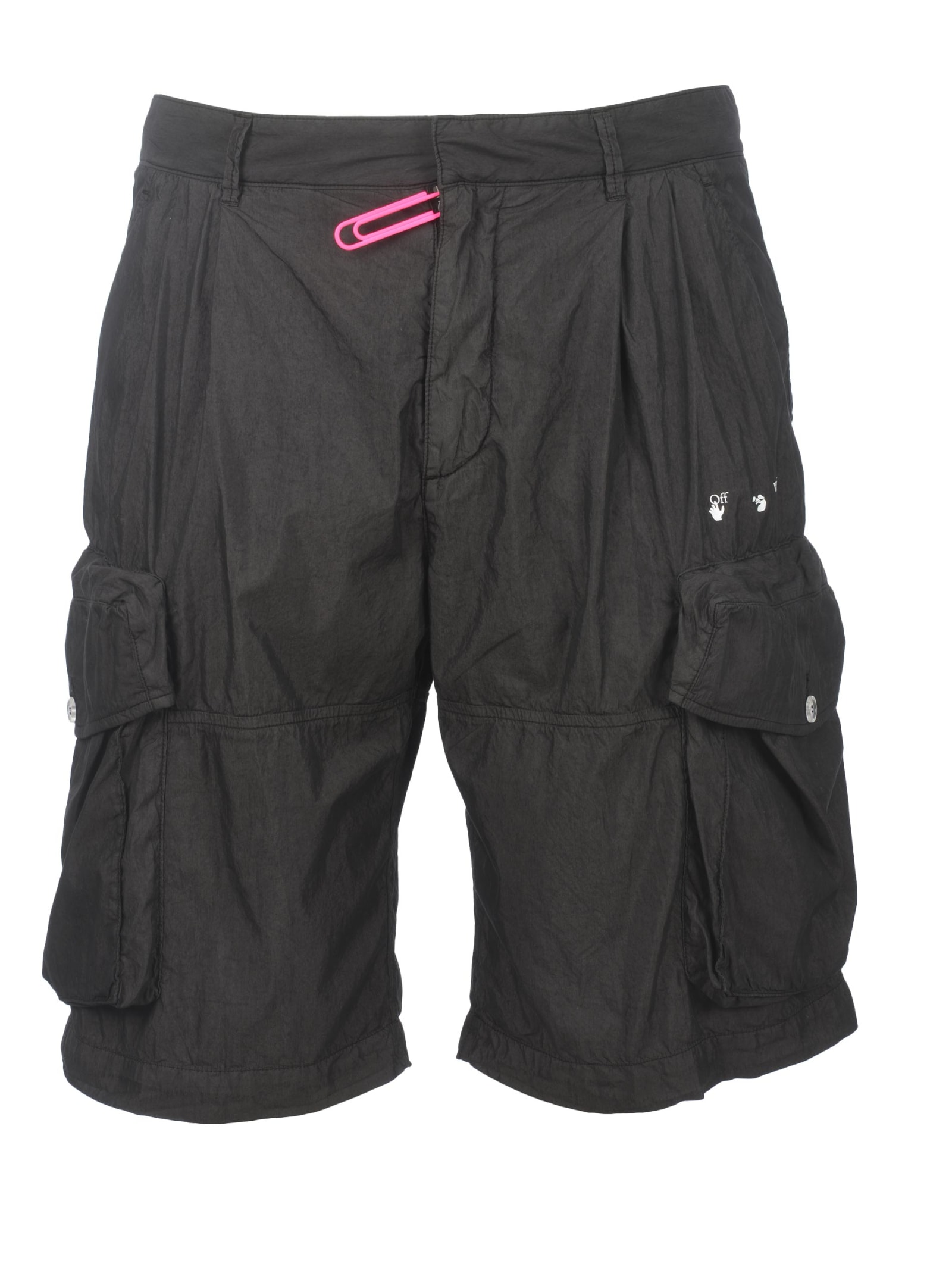Off-white Utility Shorts In Technical Fabric In Nero