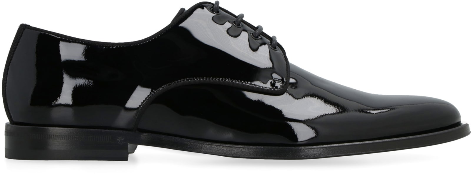 Shop Dolce & Gabbana Patent Leather Lace-up Derby Shoes In Black