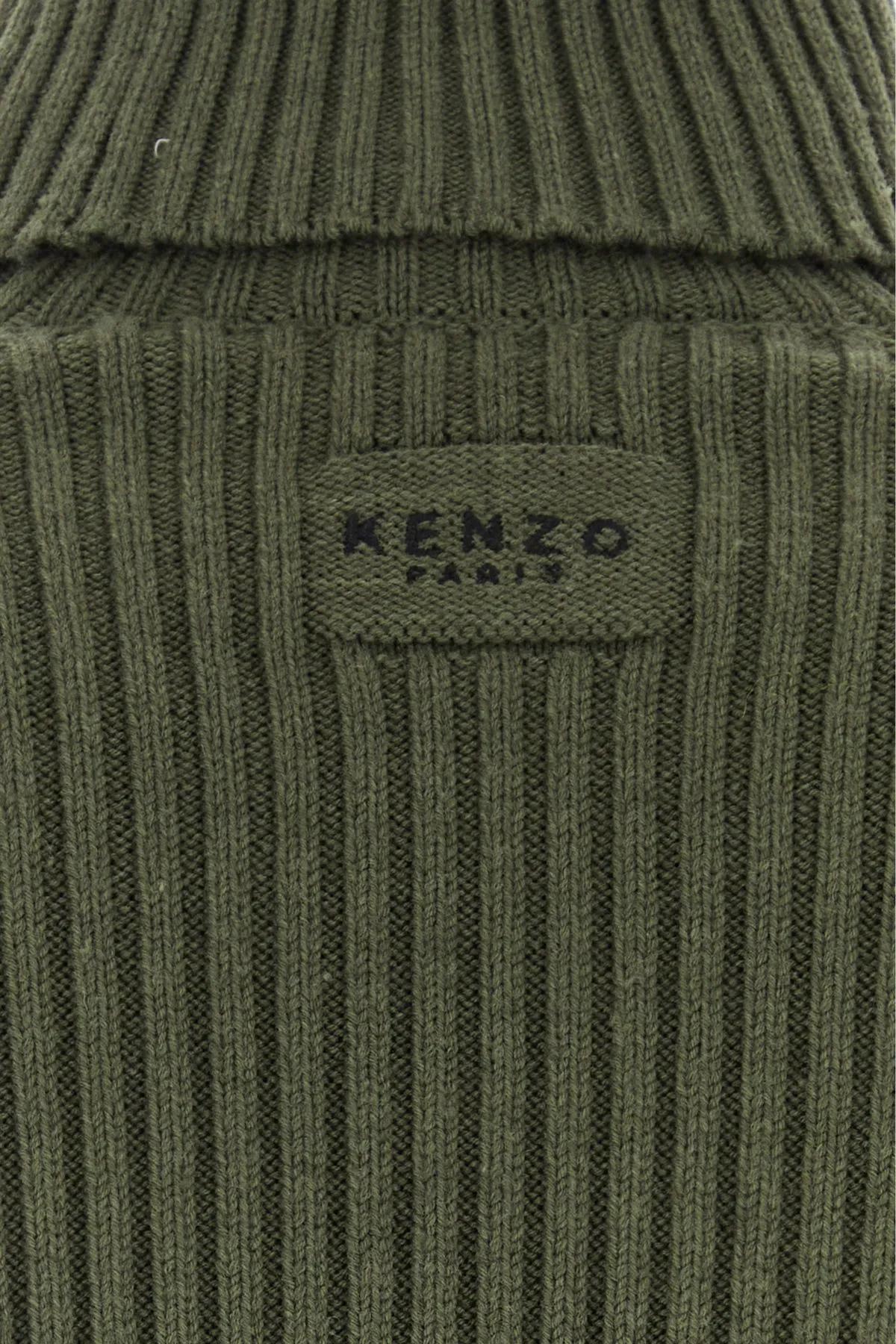 Shop Kenzo Army Green Wool Blend Sweater  In Military Green