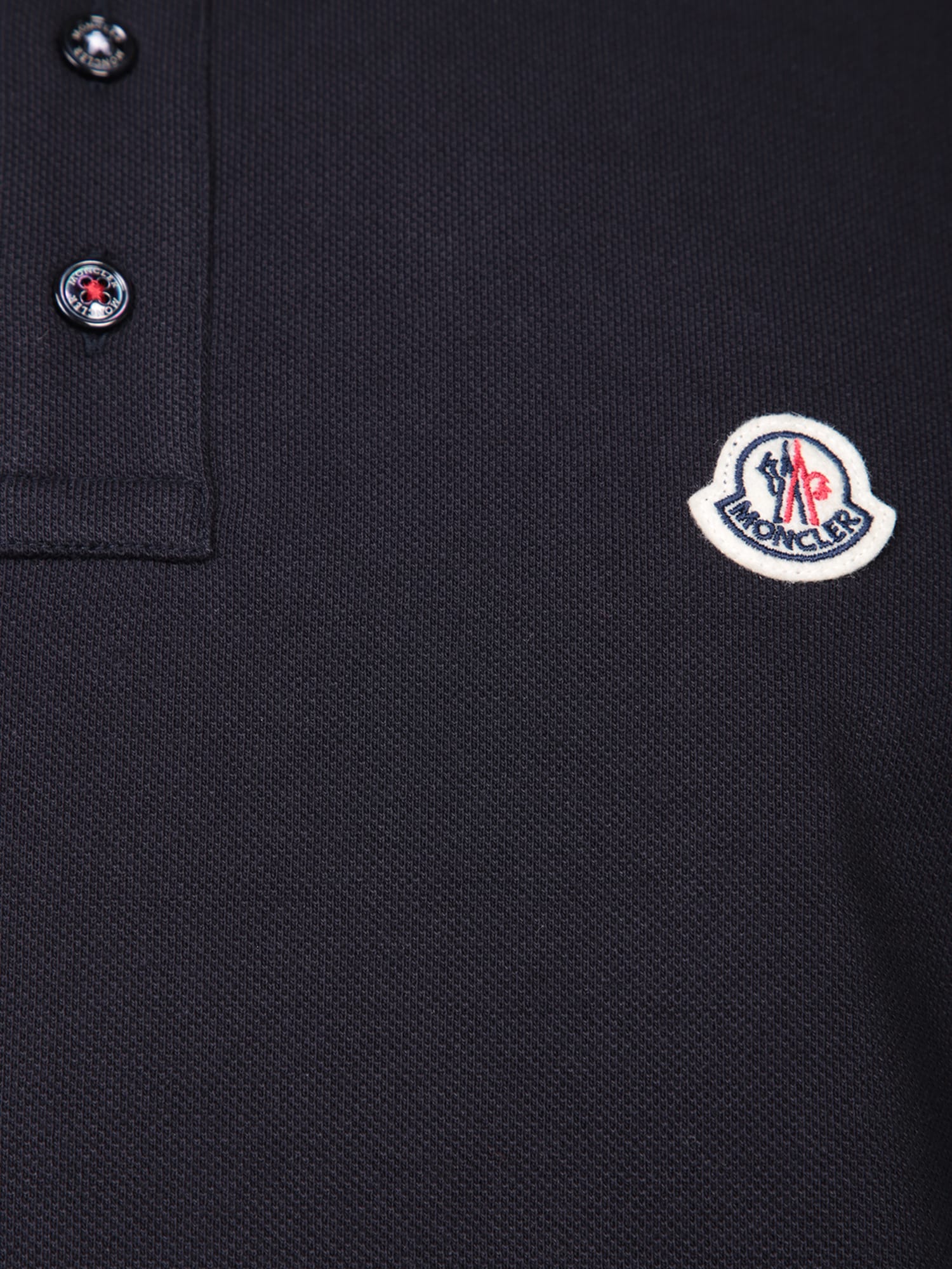 Moncler Men Tricolor-trimmed Cotton Piquet Polo Shirt Navy In Black