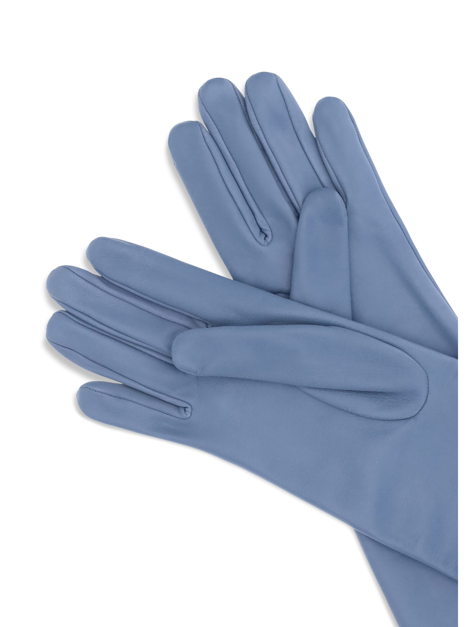 Crida Milano Long Leather Gloves In Blue