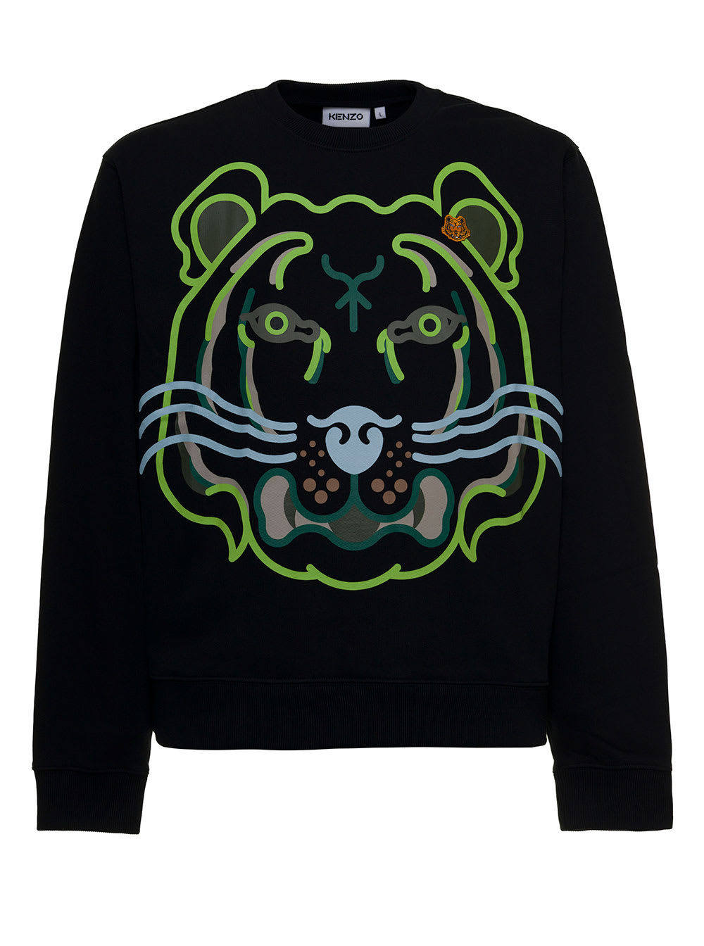 Kenzo Black Cotton Sweatshirt With Tiger Print