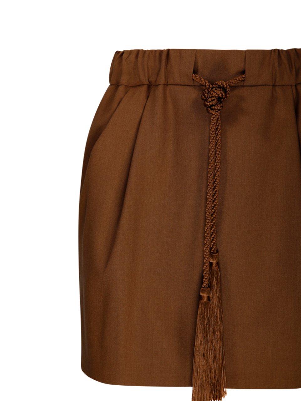 Max Mara Tabarin Tassel Detailed Mini Skirt In Leather Brown