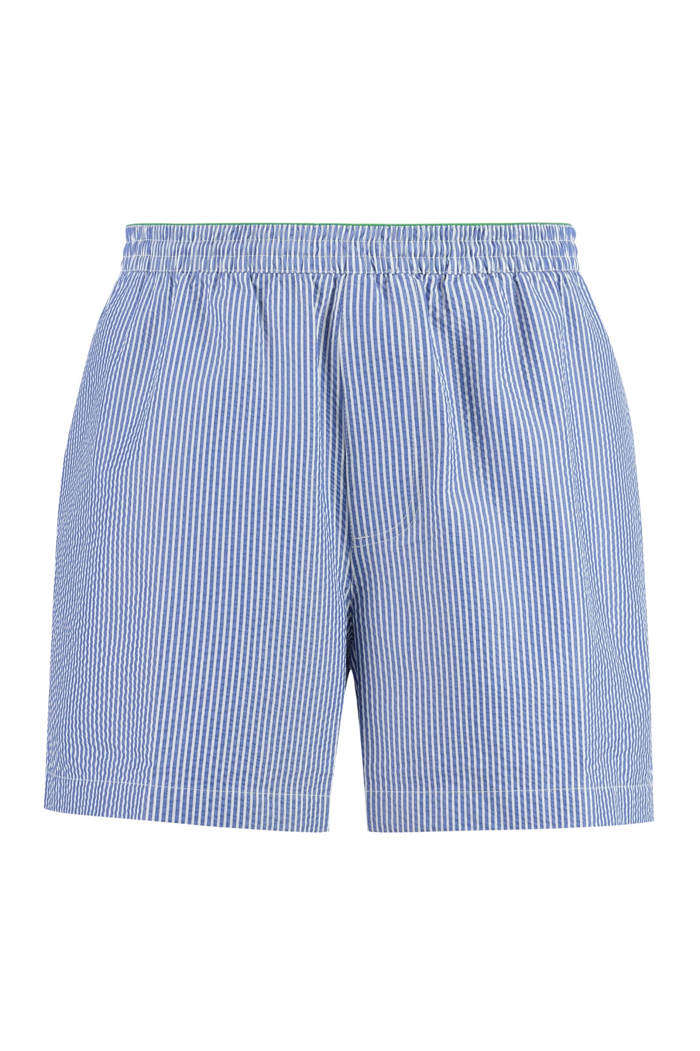 Shop Bottega Veneta Striped Swim Shorts In Blue