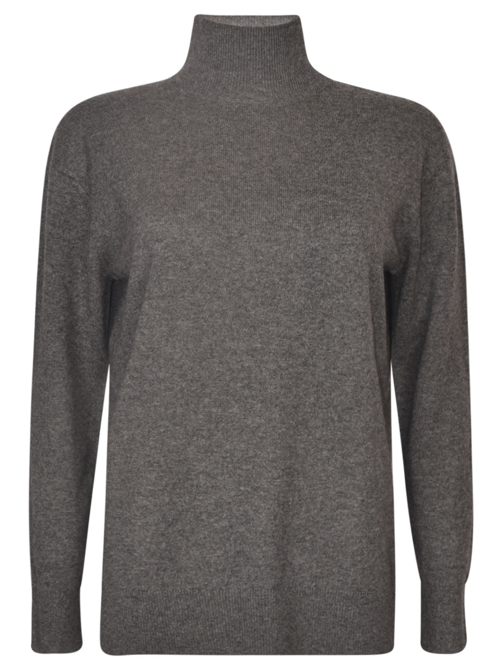 Vince Turtleneck Plain Ribbed Sweater In Grey