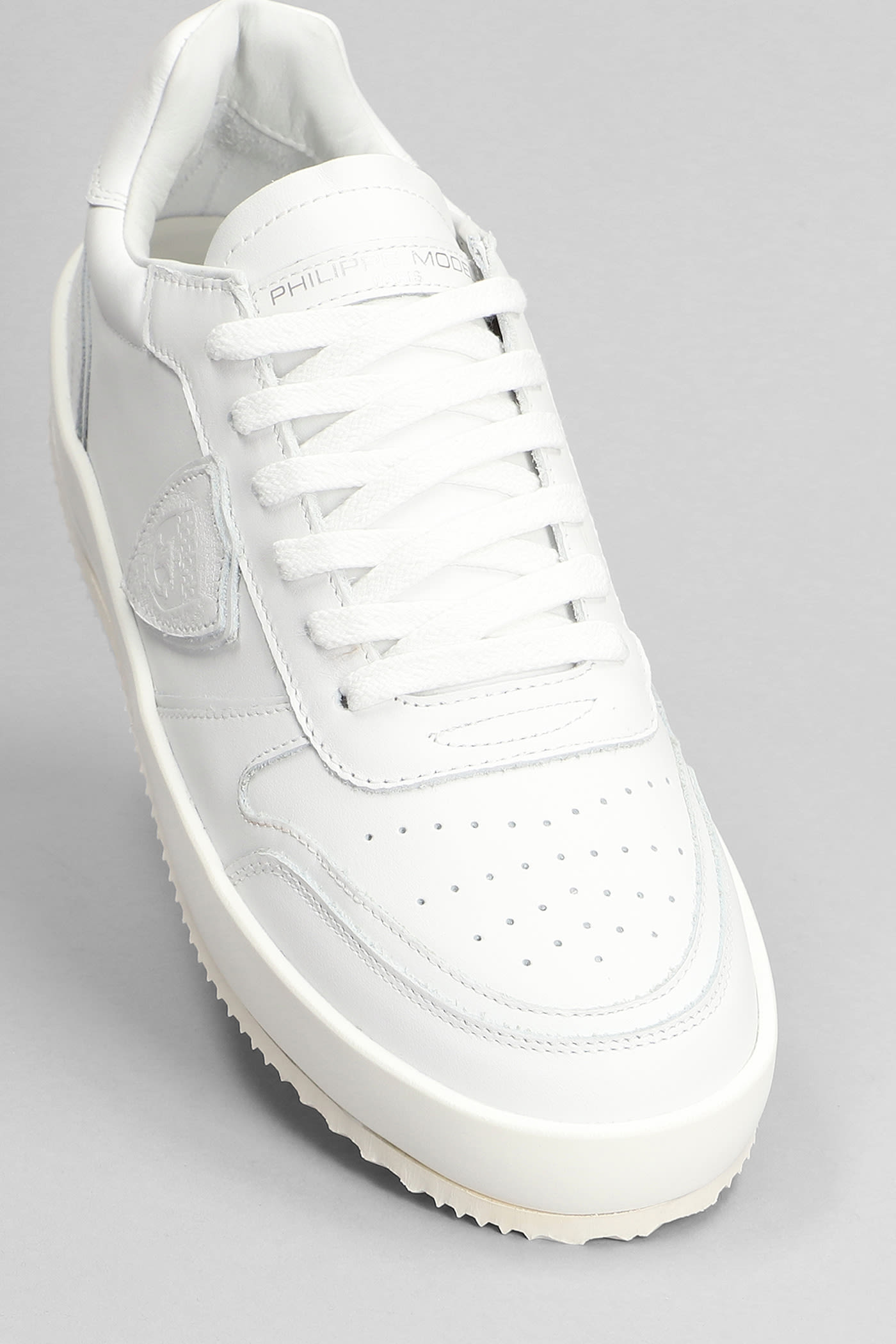 Shop Philippe Model Nice Low Sneakers In White Leather