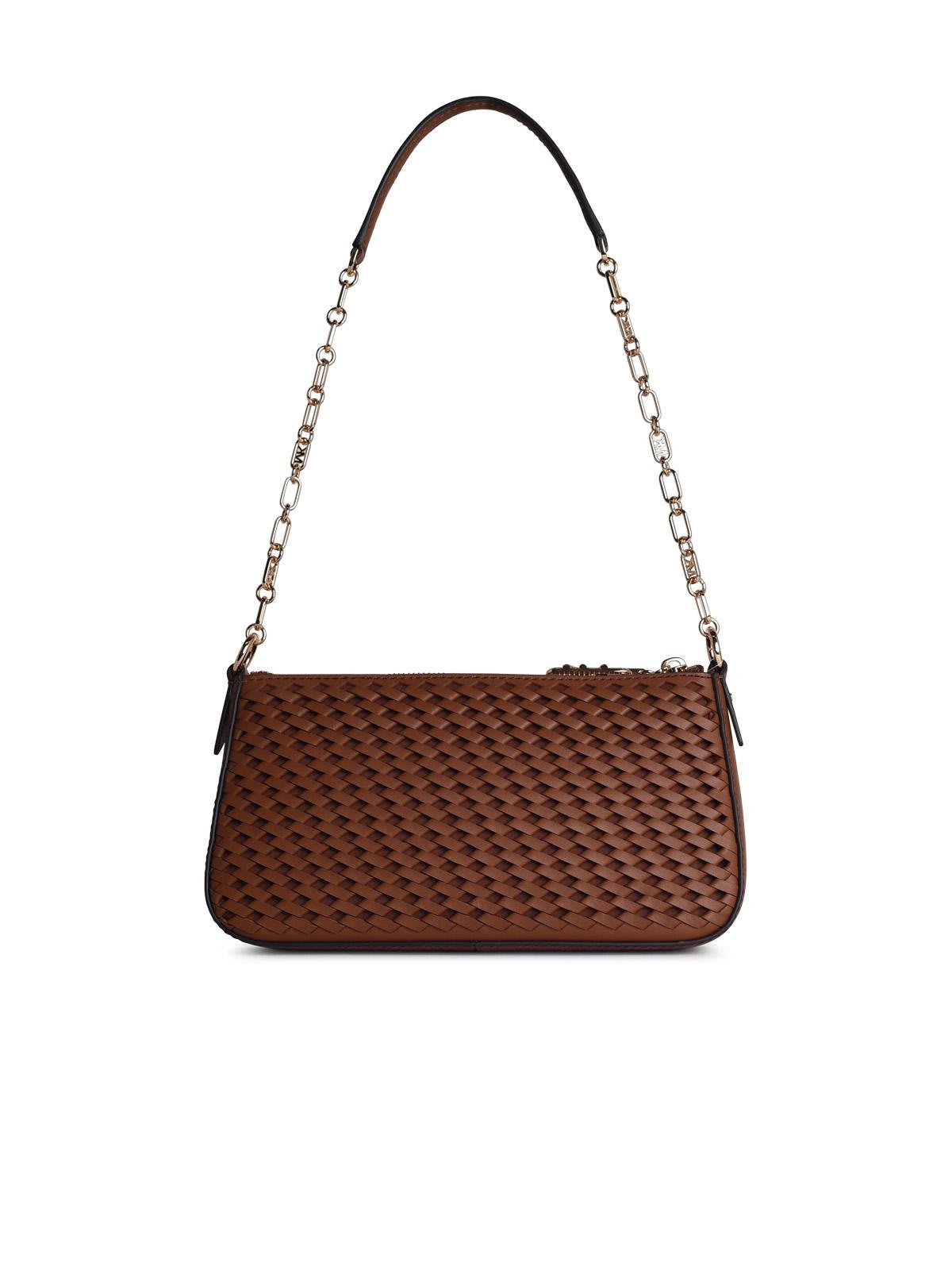 Michael Kors Empire Medium Woven Chainlink Pochette In Buff