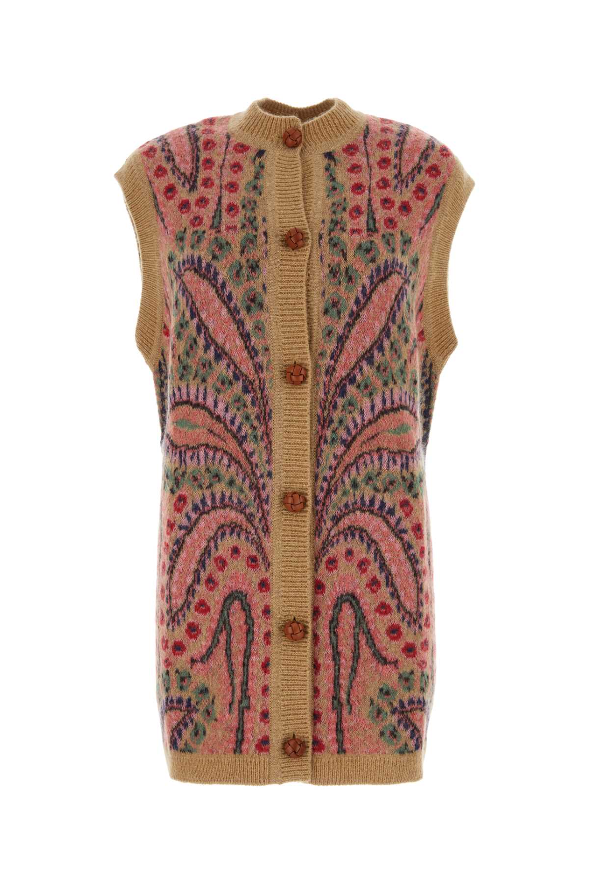 Shop Etro Embroidered Mohair Blend Oversize Vest In 0800