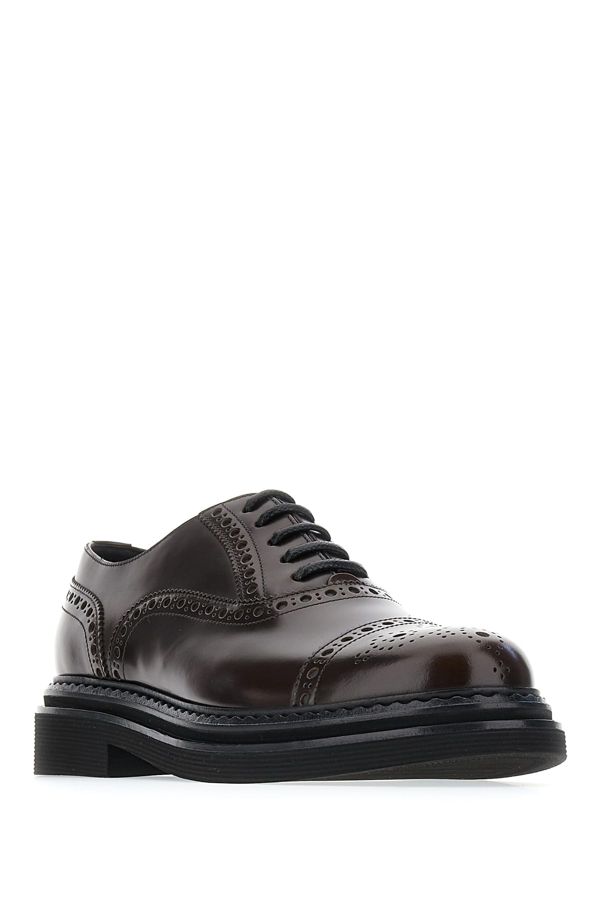 Shop Dolce & Gabbana Chocolate Leather Lace-up Shoes In 80048