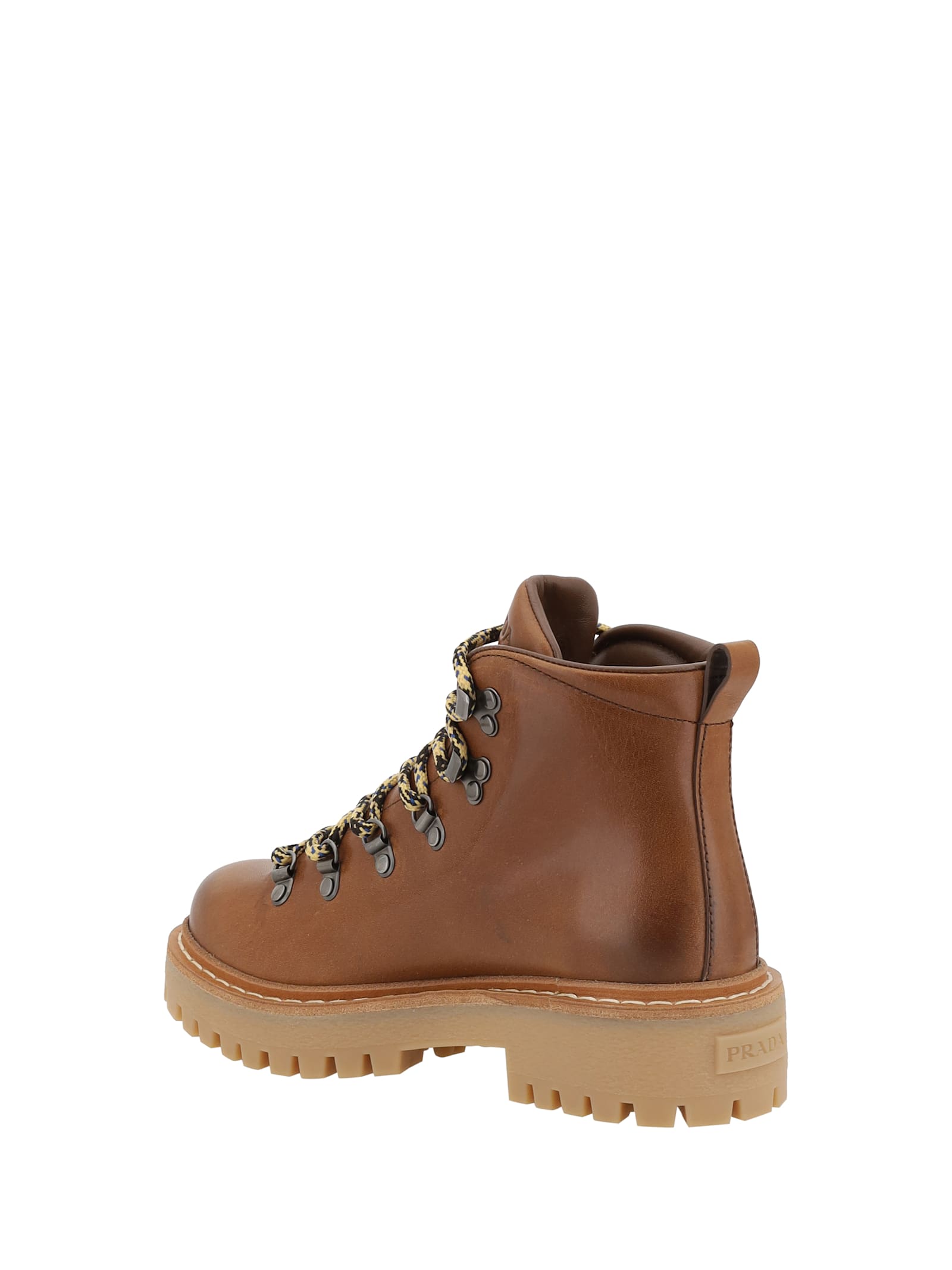 Prada Lace-up Ankle Boots In Brown