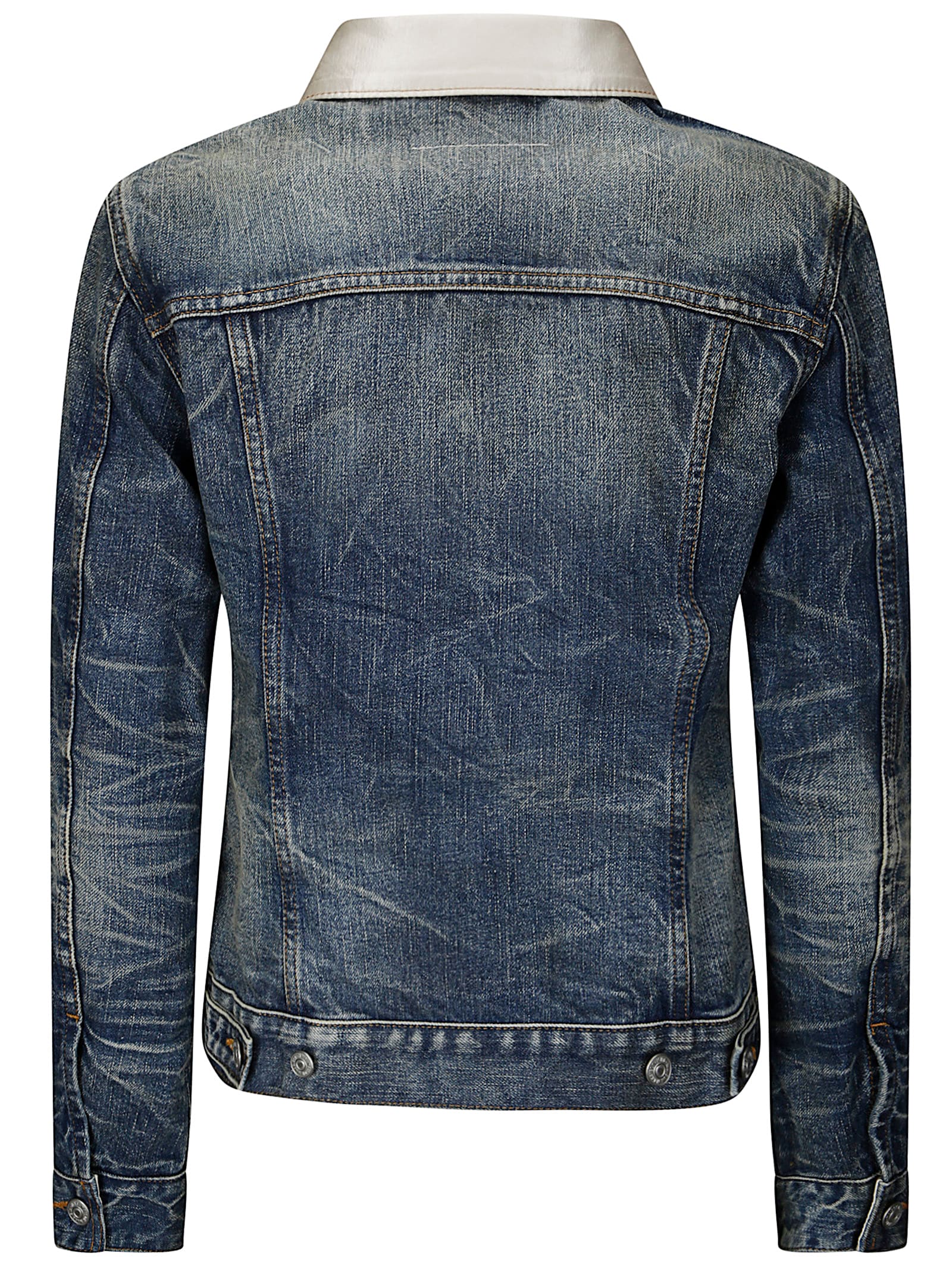 Mm6 Maison Margiela Mm6 By Maison Margiela Denim Jacket With Contrast Collar In Blue