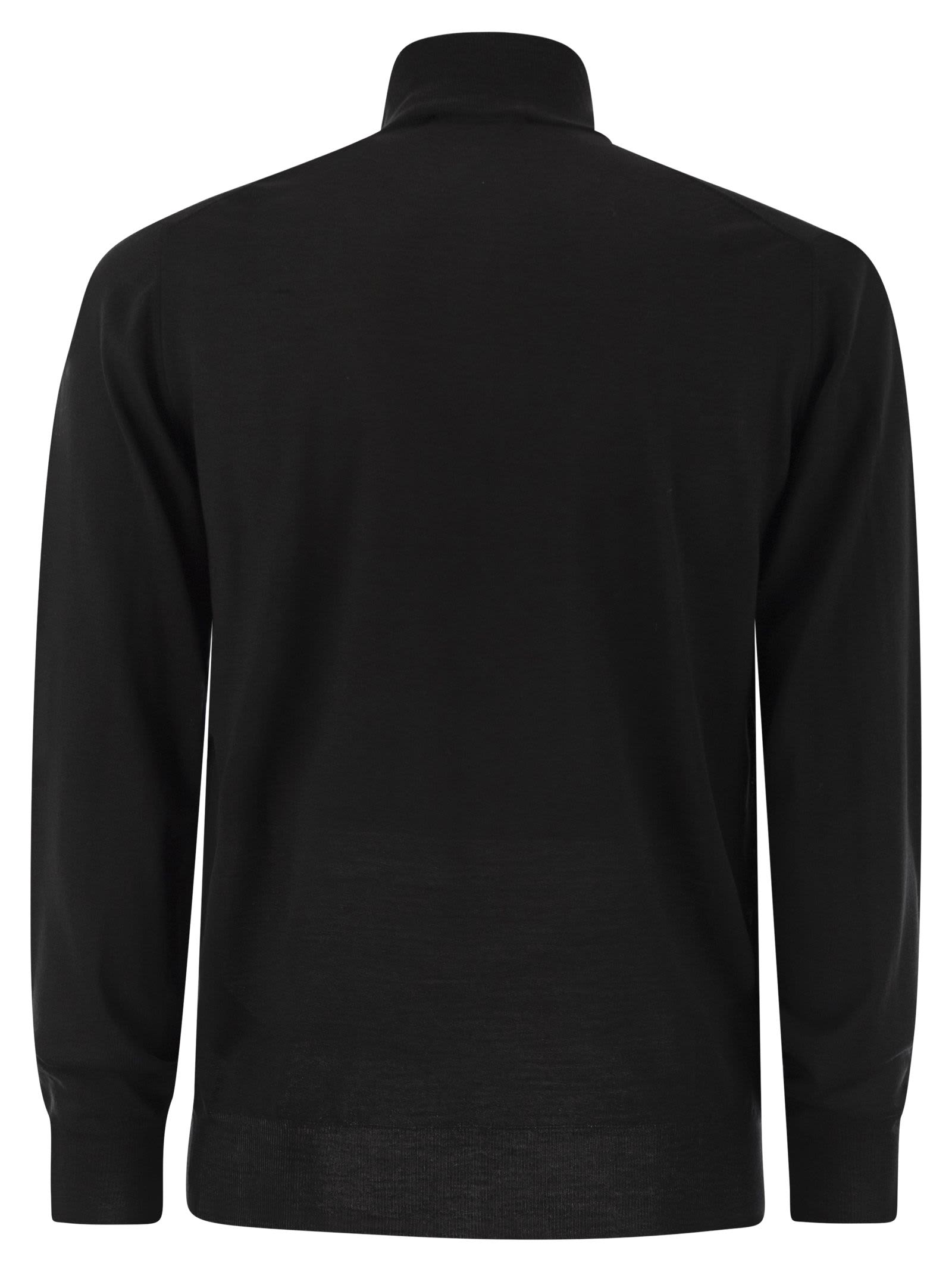 Fedeli Man Turtleneck Midnight Blue Size 50 Virgin Wool In Black