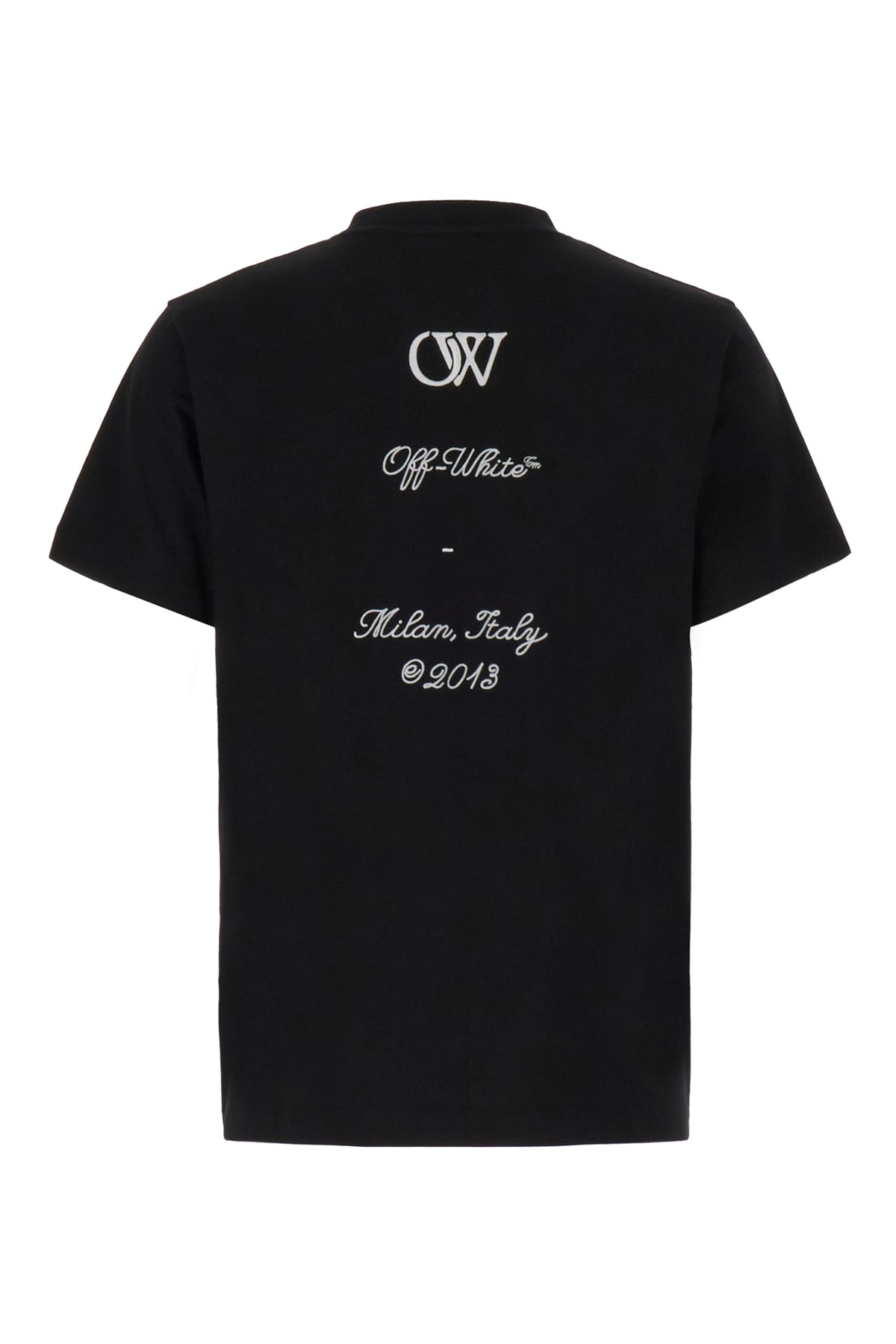 Shop Off-white Black Cotton Stretch T-shirt In Nero Bianco