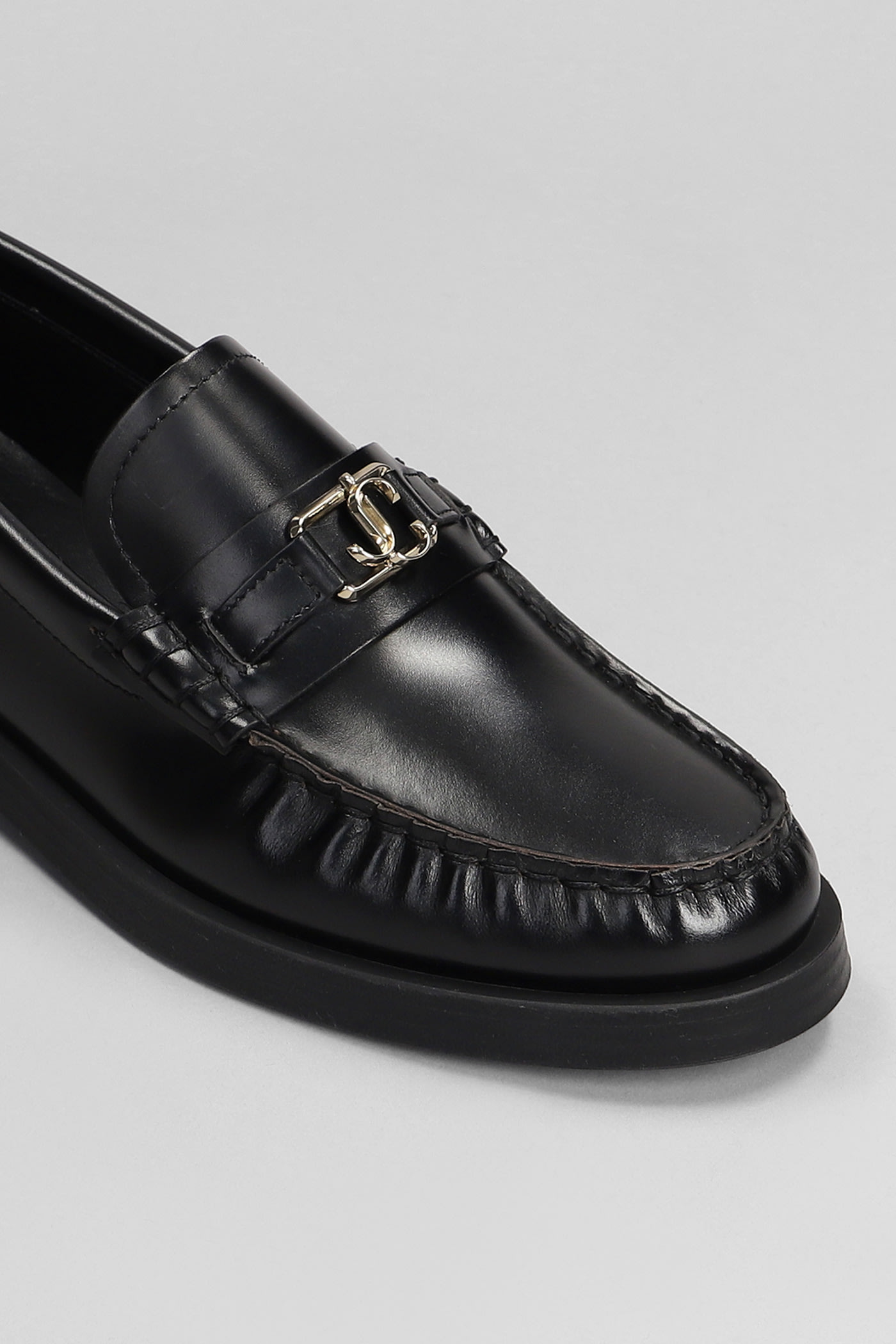 Shop Jimmy Choo Addie Jc Loafers In Black Leather