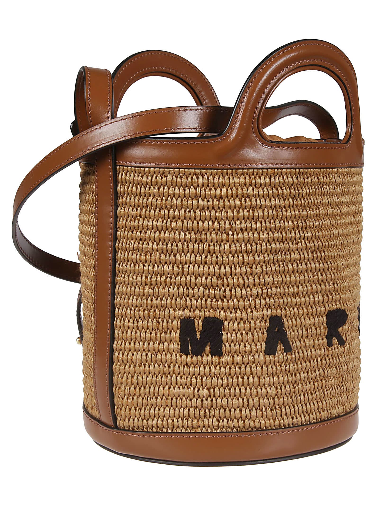 Shop Marni Tropicalia Mini Bucket Bag In Raw Sienna