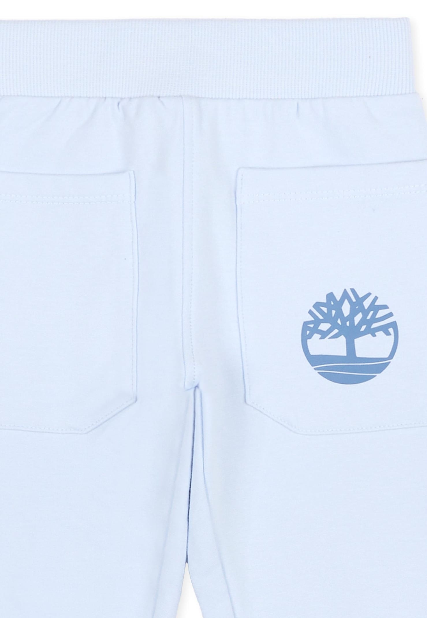 Timberland Light Blue Trousers For Baby Boy With Logo In Blue