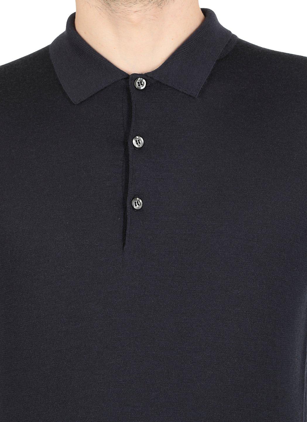 Shop John Smedley Belper Buttoned Knitted Polo Shirt In Midnigt