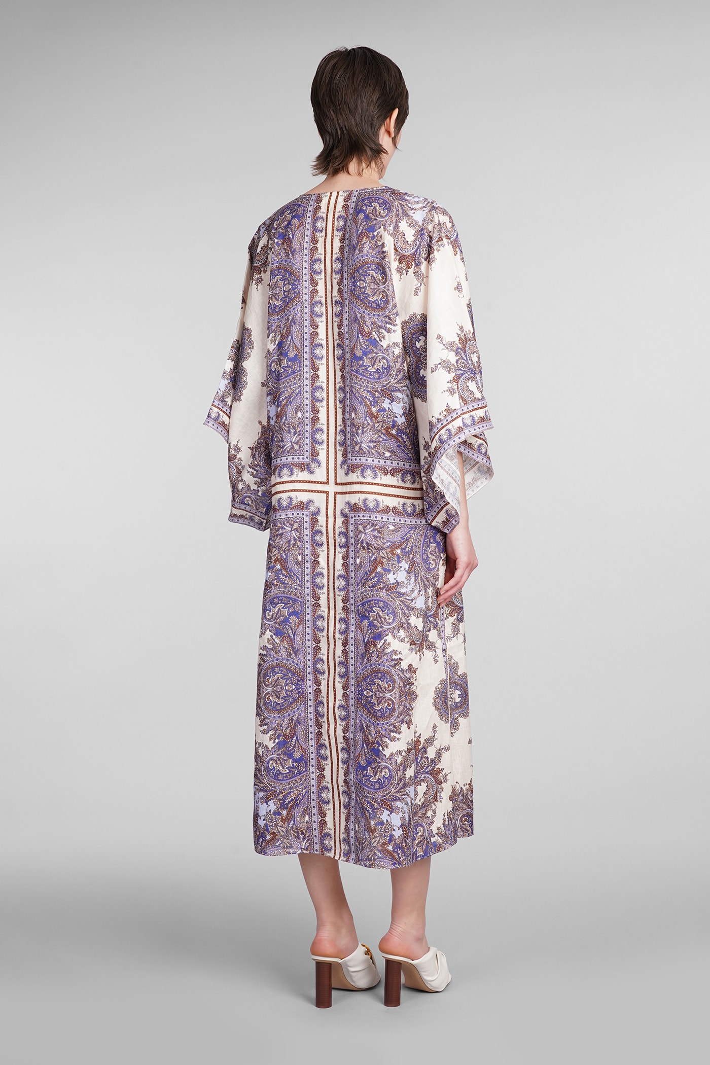 Shop Zimmermann Dress In Beige Linen