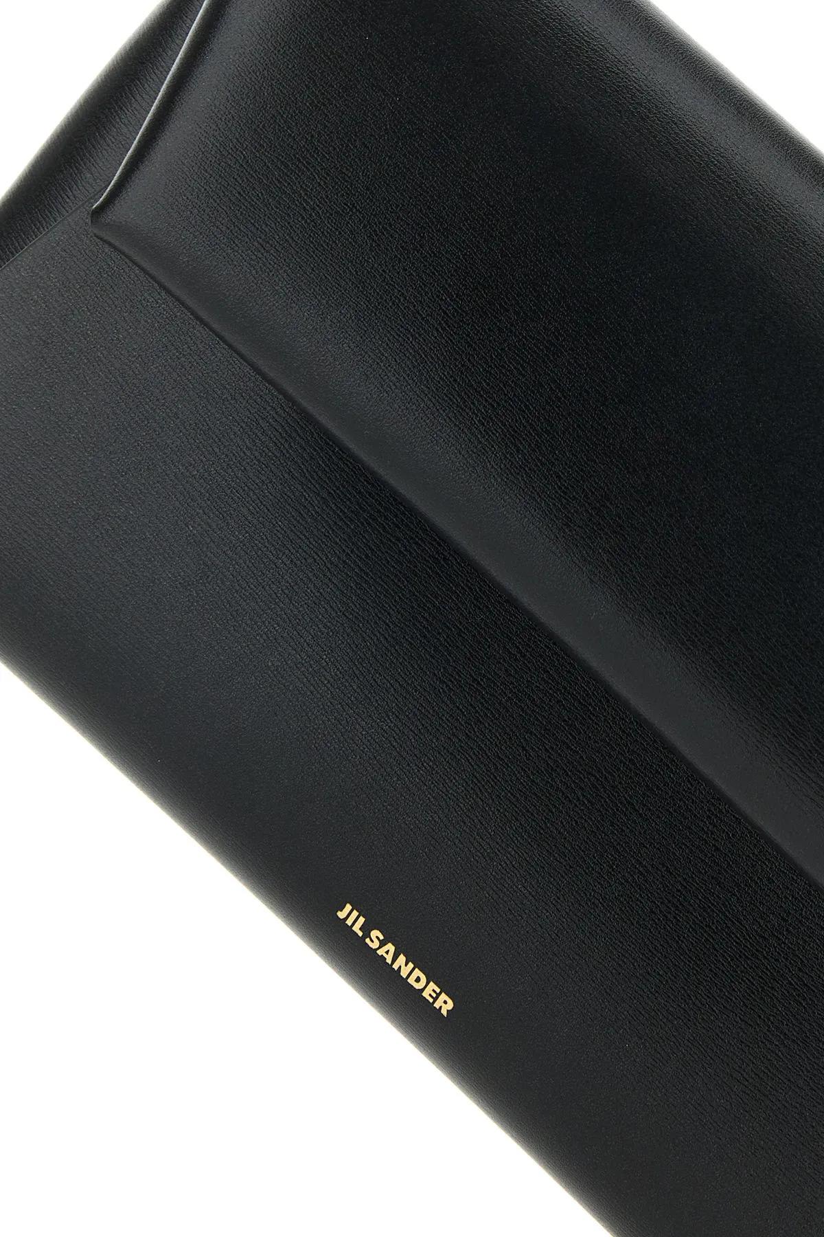 Shop Jil Sander Black Leather Small Folded Crossbody Bag