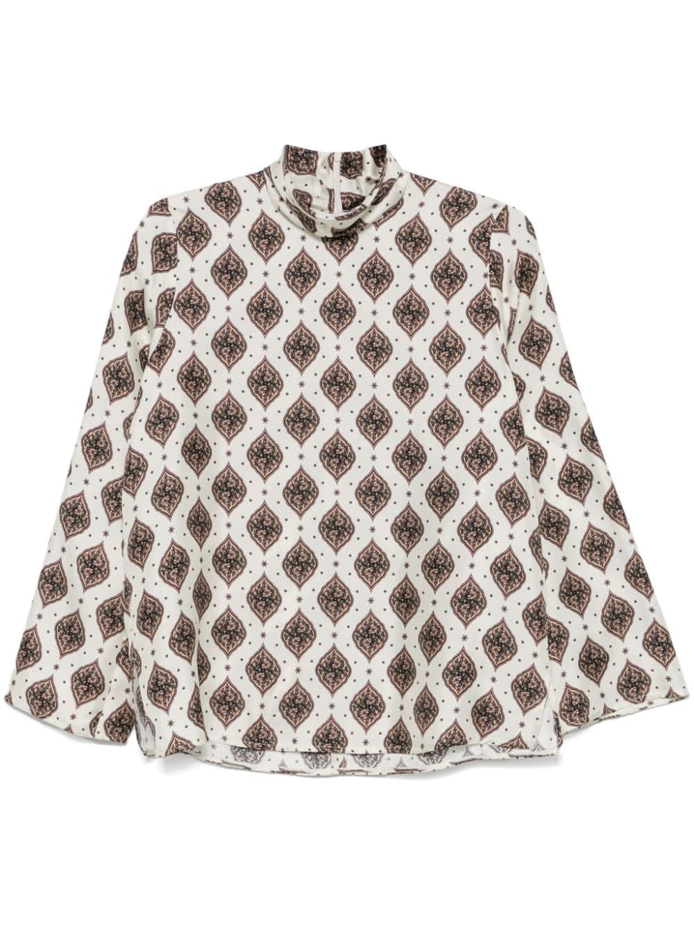 Alberto Biani Printed Silk Blouse In White