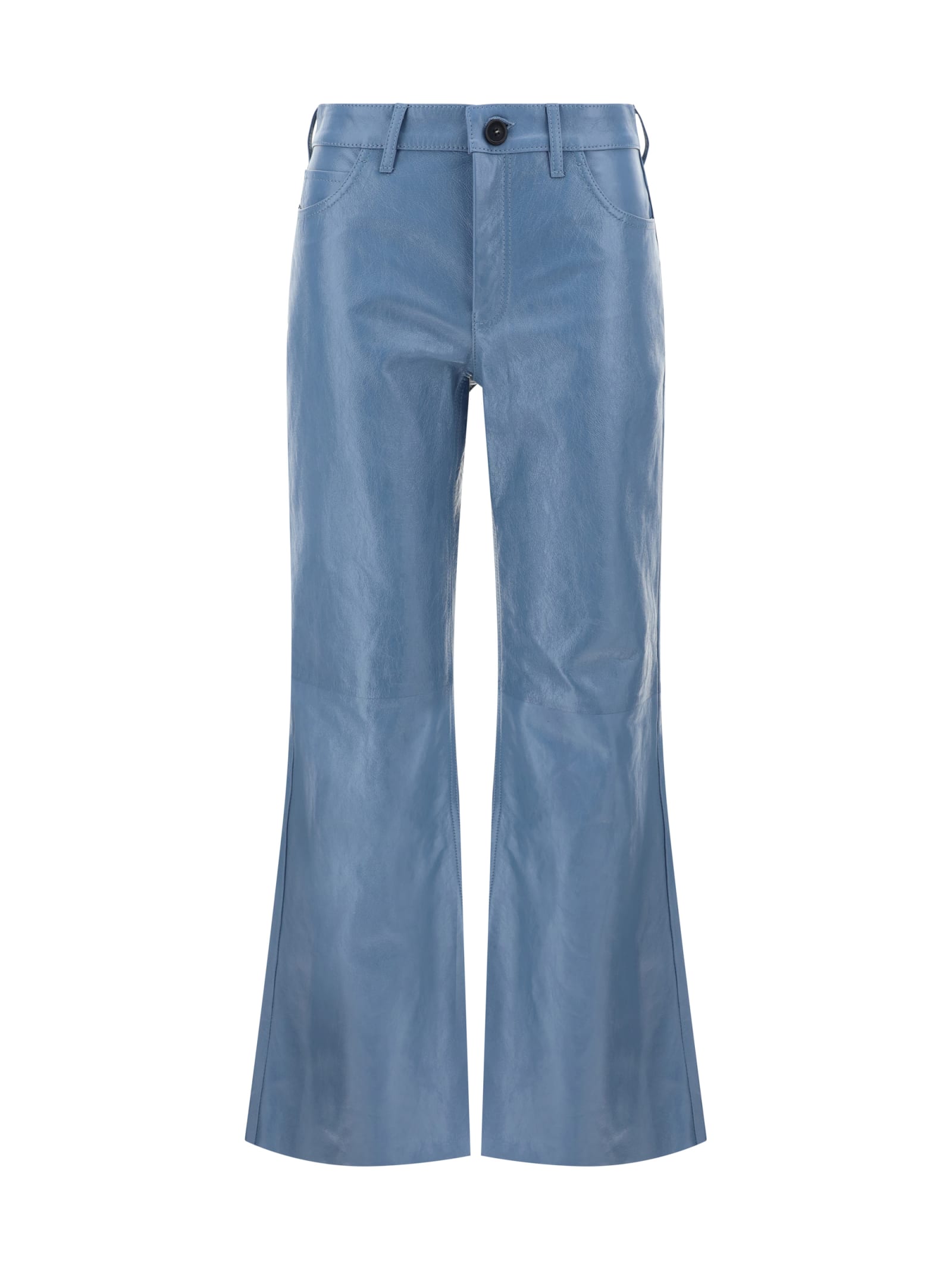 Shop Marni 5 Pockets Flare Hem Shiny Jeans In Opal