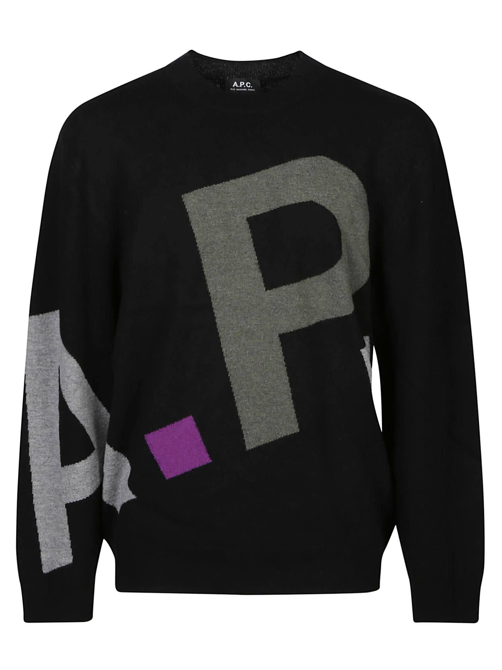 Shop Apc Logo All Over Sweater In Lzz Noir