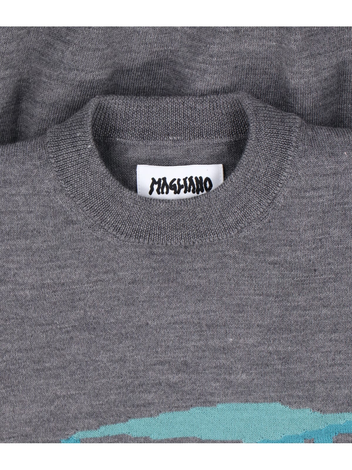 Magliano Graphic Design Crew Neck Long Sleeve Sweater In Gray