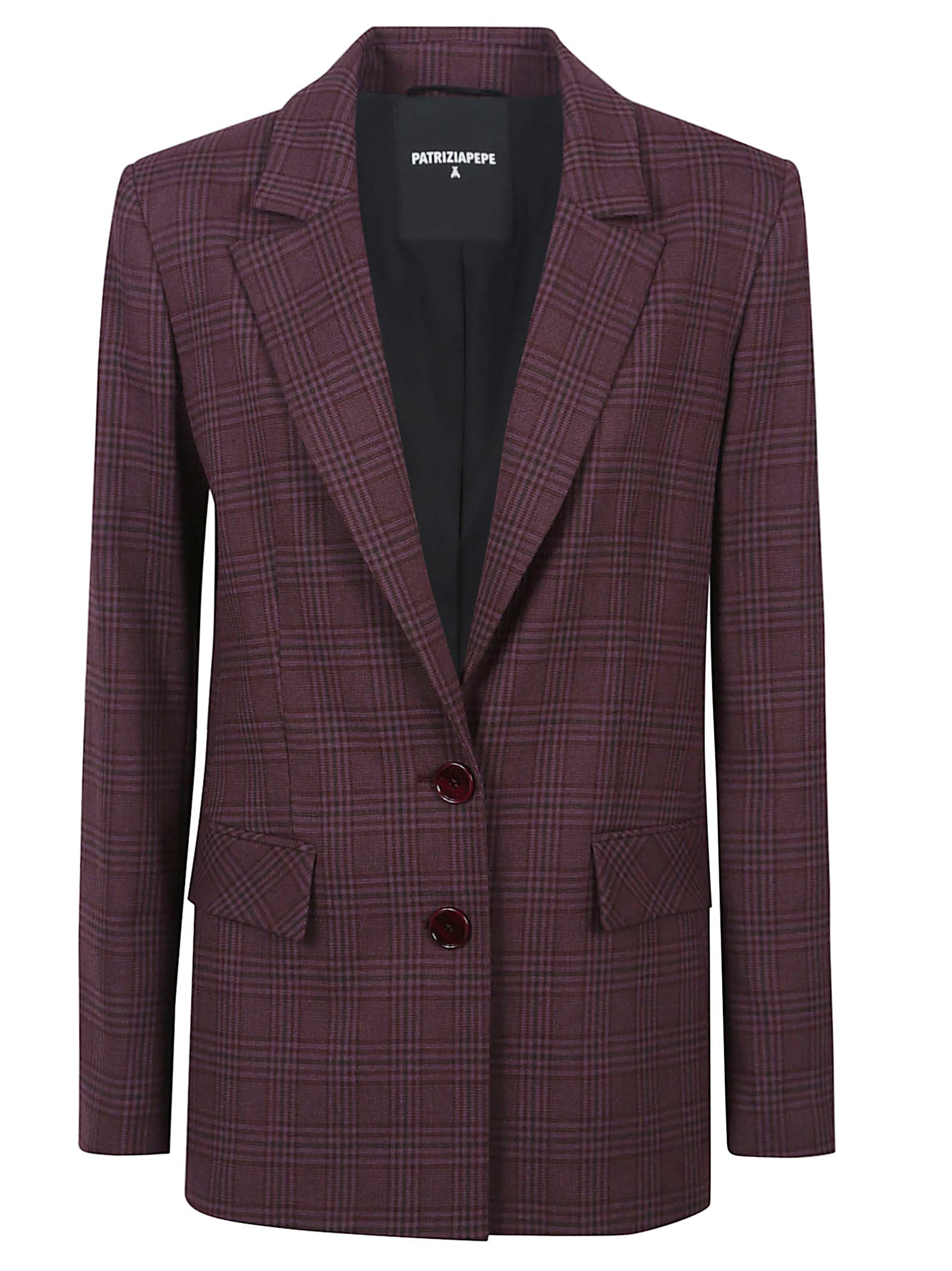 Patrizia Pepe Single Breasted Jacket In Burgundy