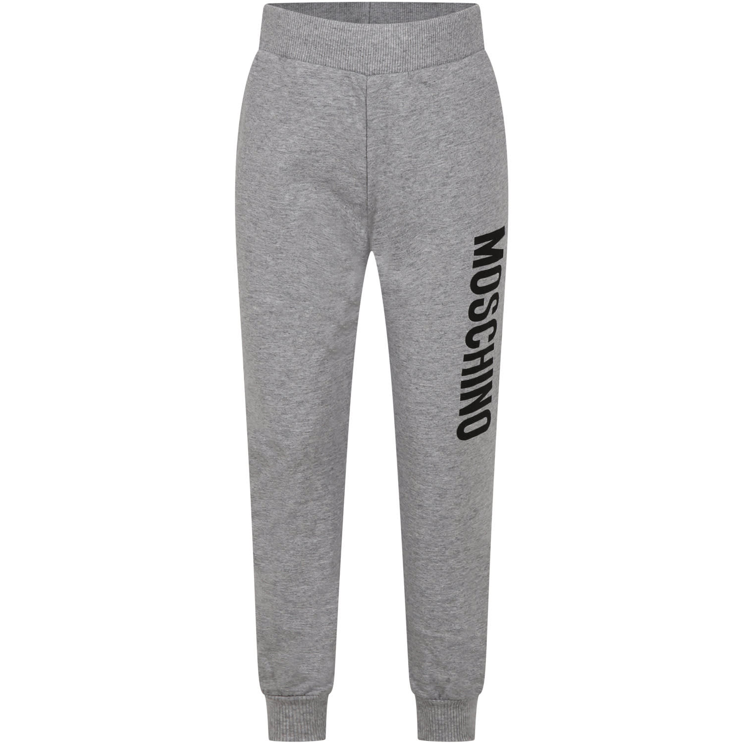 Moschino Kids' Gray Trousers For Girl With Logo In Grey