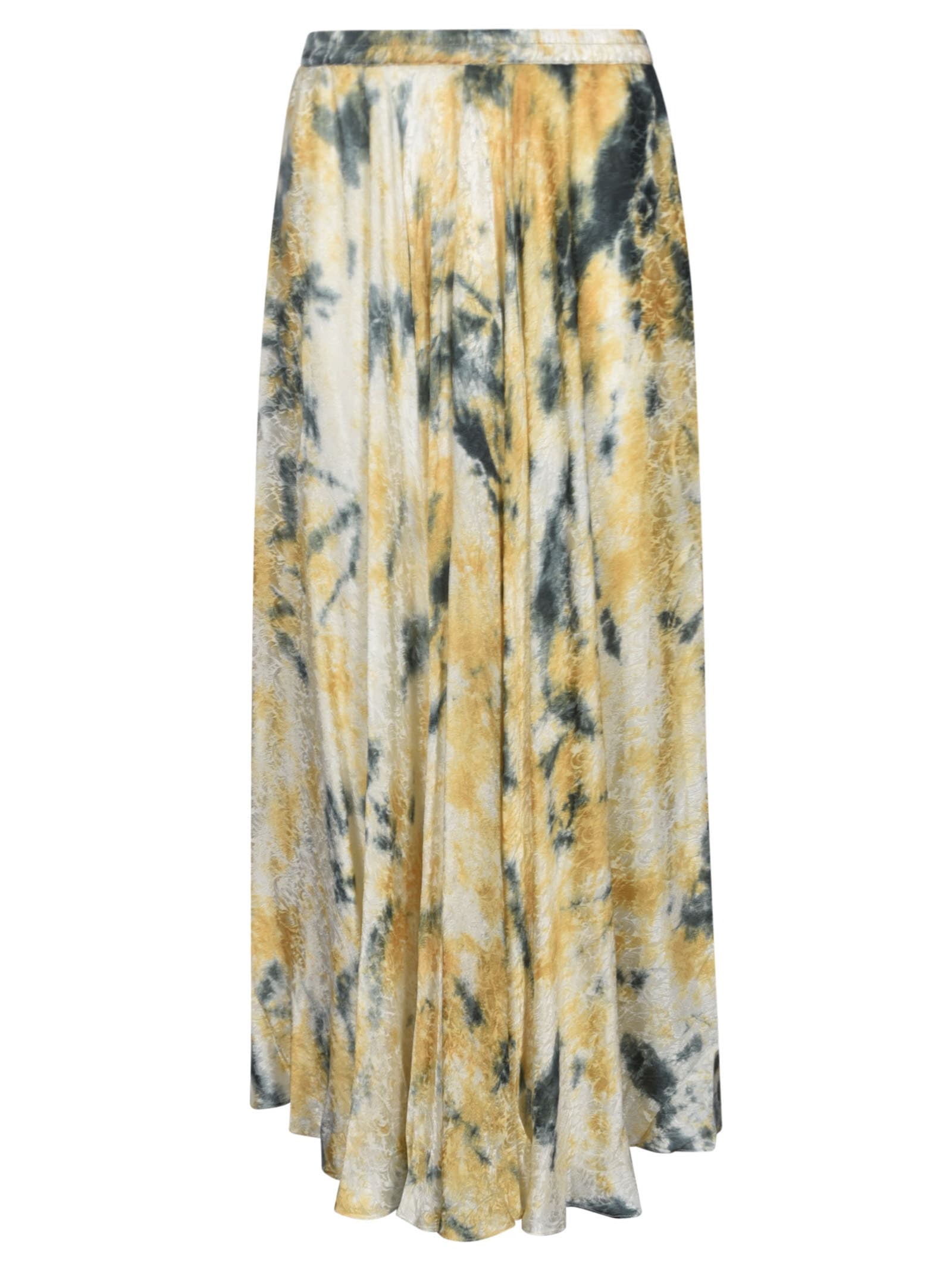 Shop Mes Demoiselles Printed Pleated Skirt In Yellow/green