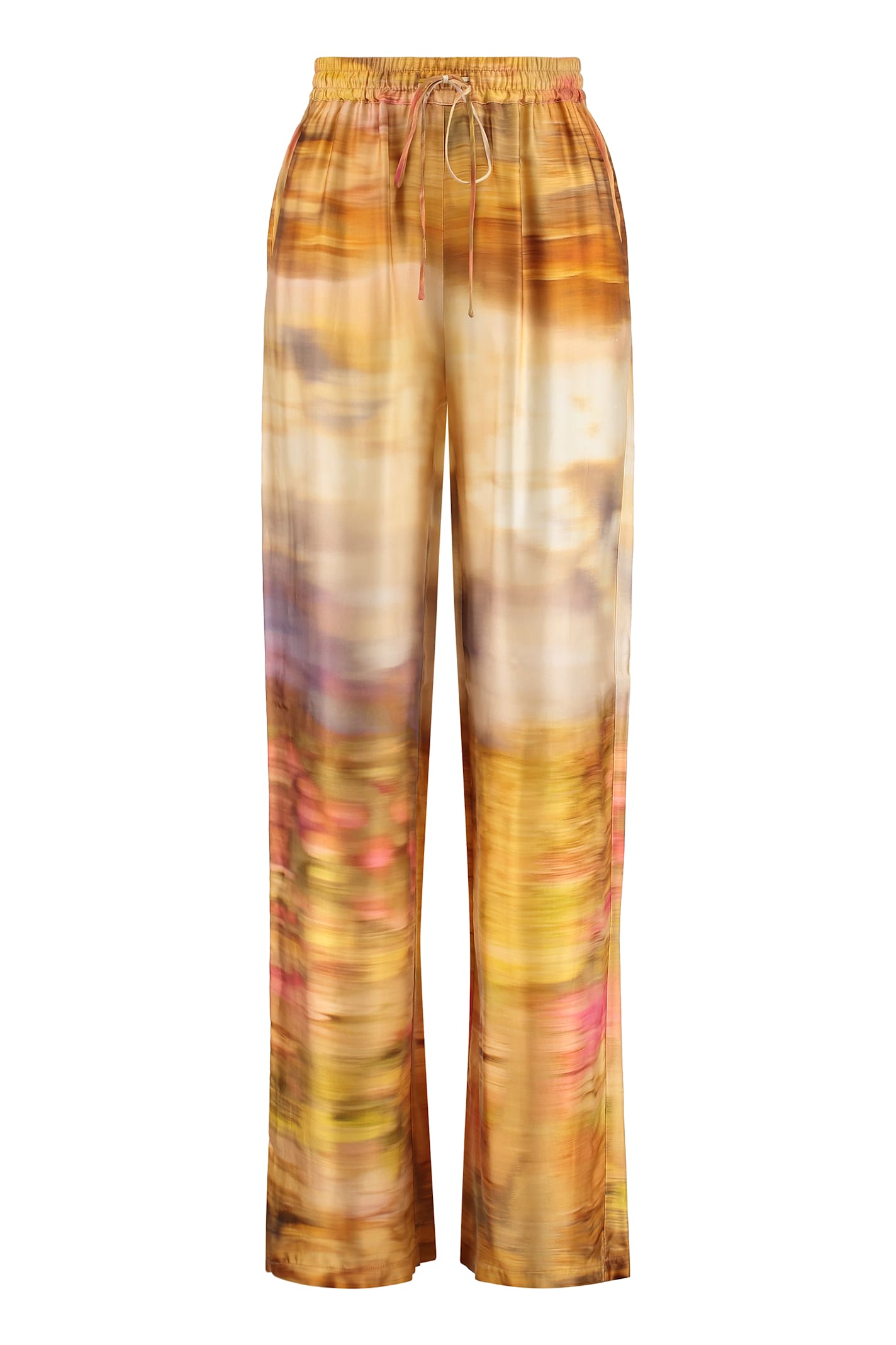 Shop Pinko Purple Rain Printed High-rise Trousers
