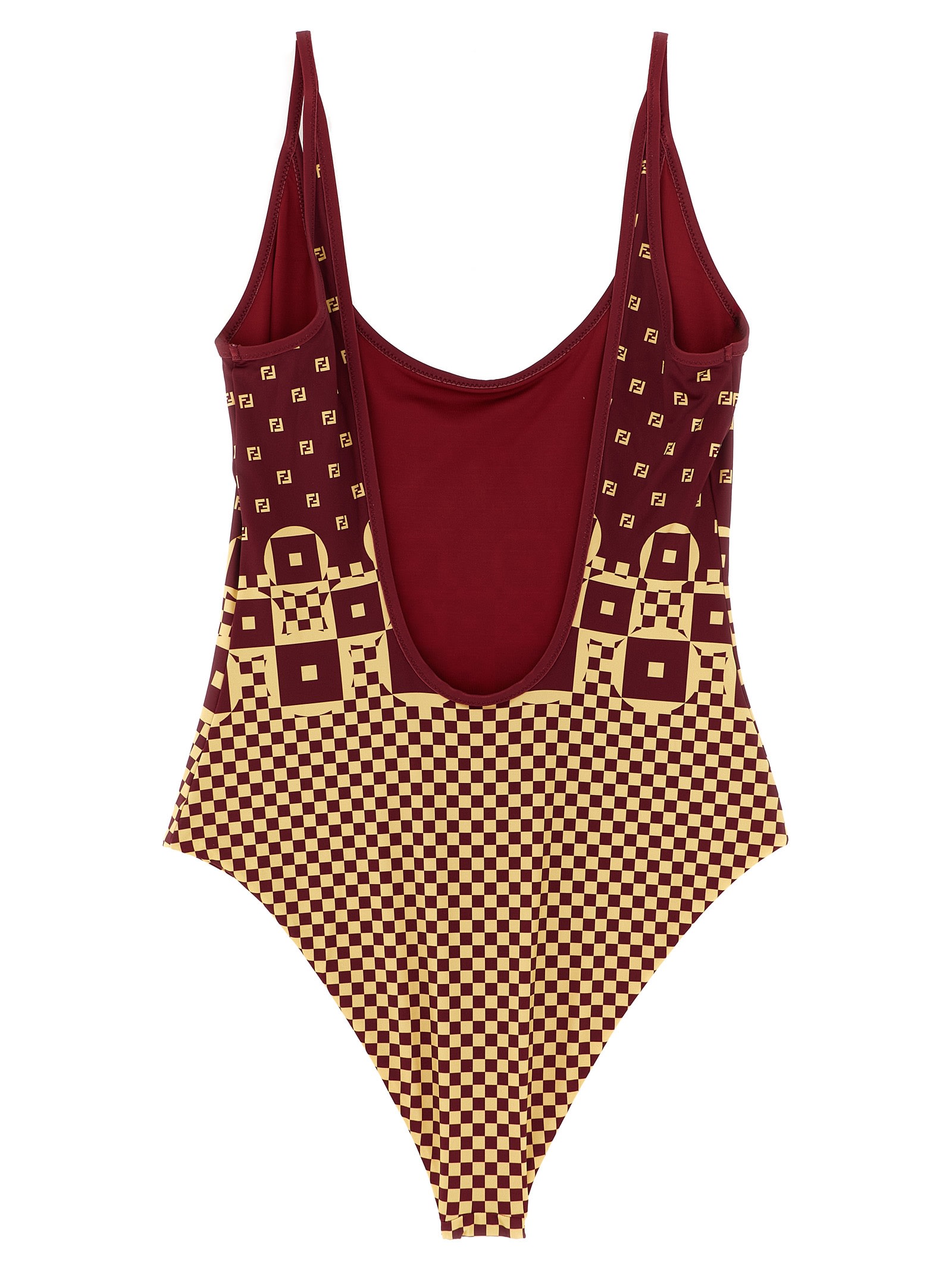 Fendi Micro Patchwork One-piece Swimsuit In Multi