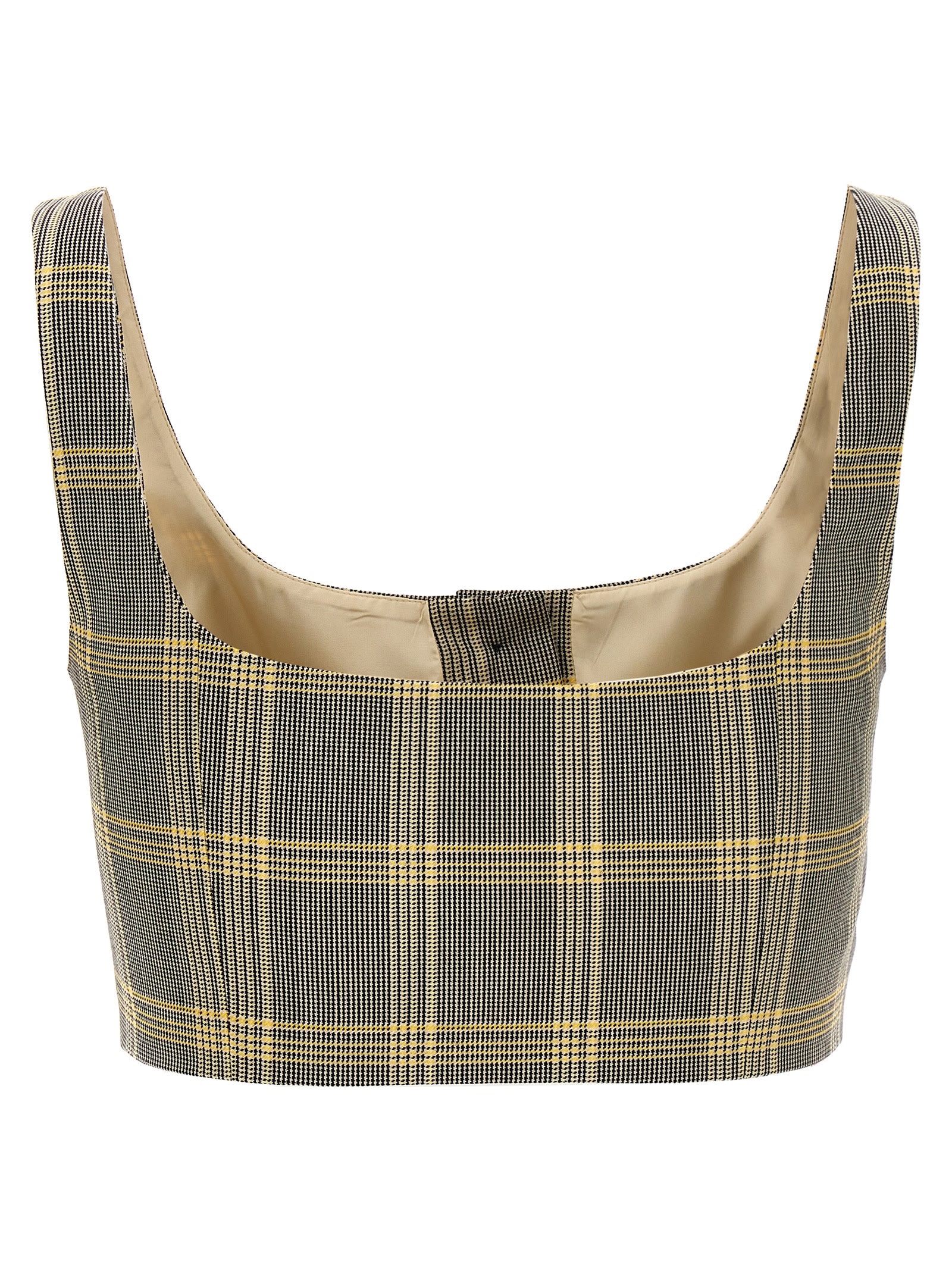Marni Yellow Checked Tech Wool Crop Top In Multicolor