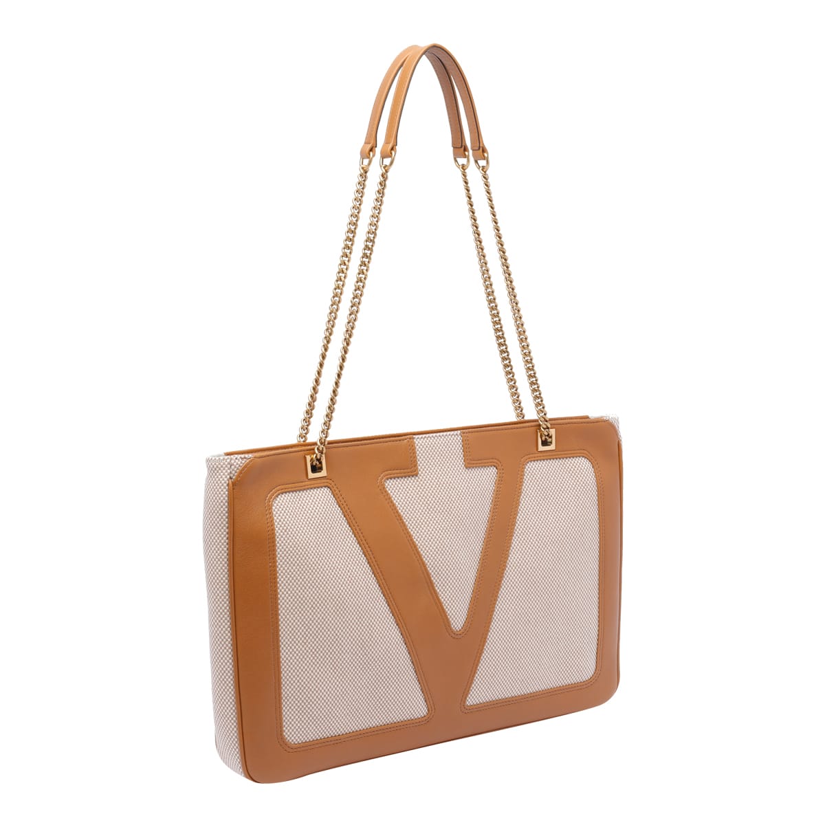 Valentino Garavani Garavani Viva Superstar Medium Canvas Shopping Bag Woman Natural/spice Uni