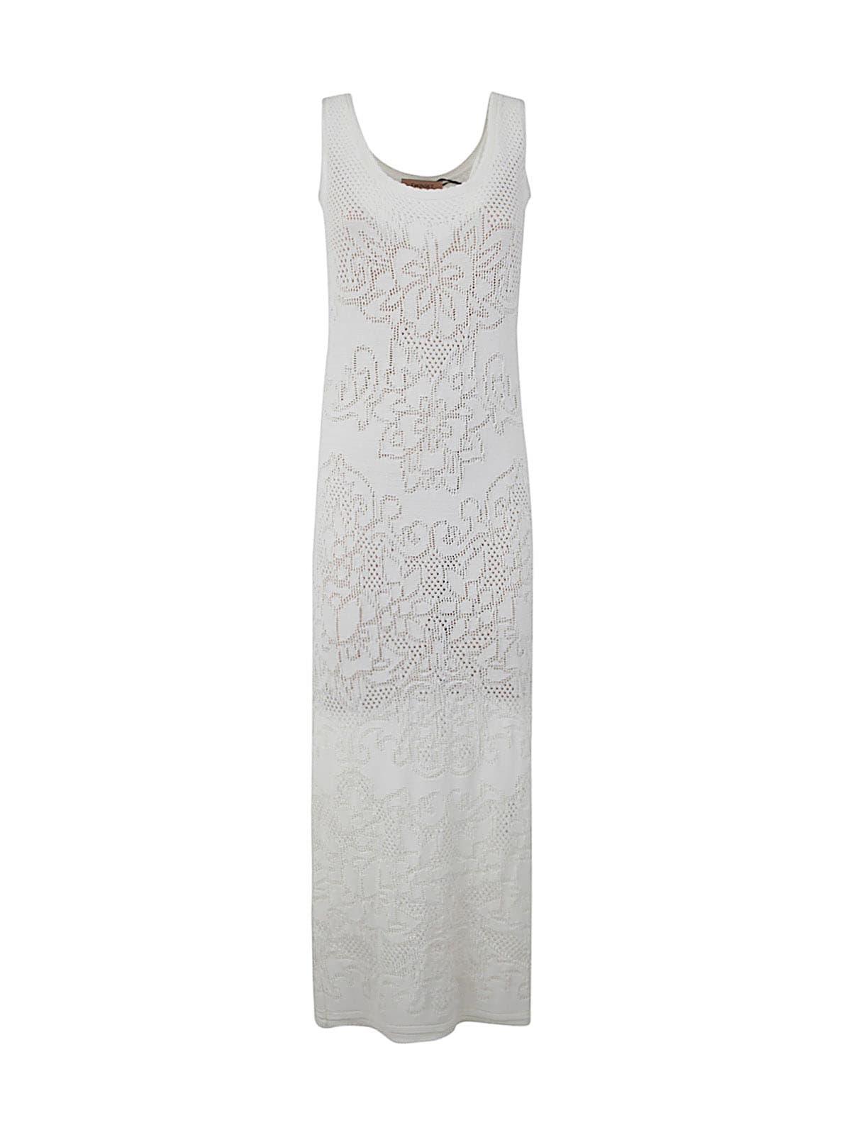 Twinset Sleeveless Long Perforated Dress In Snow