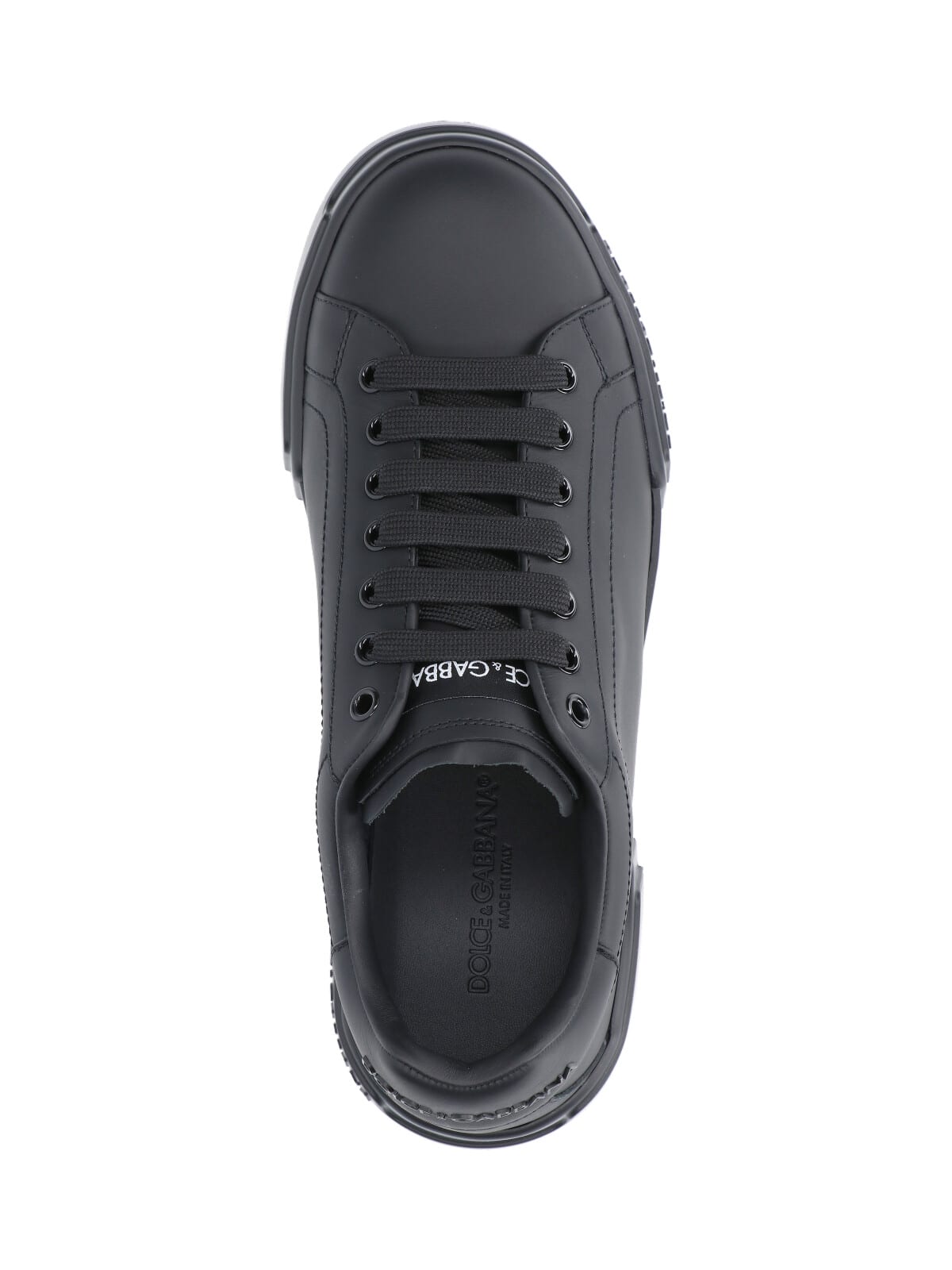 Dolce & Gabbana Portofino Sneakers In Nappa Color Black In Black