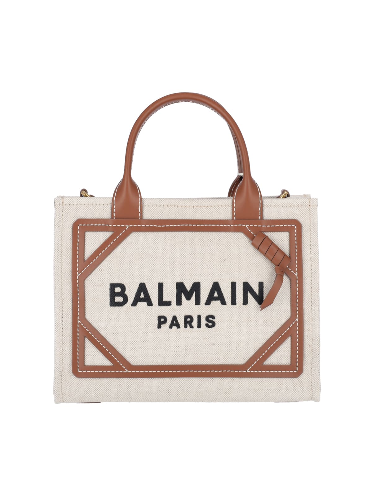 Shop Balmain B-army Small Tote Bag In Beige