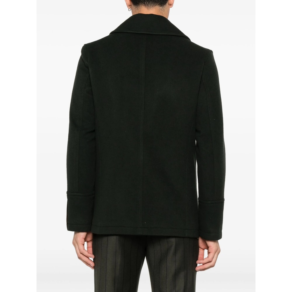 Sealup Buttoned Double-breasted Peacoat In Black