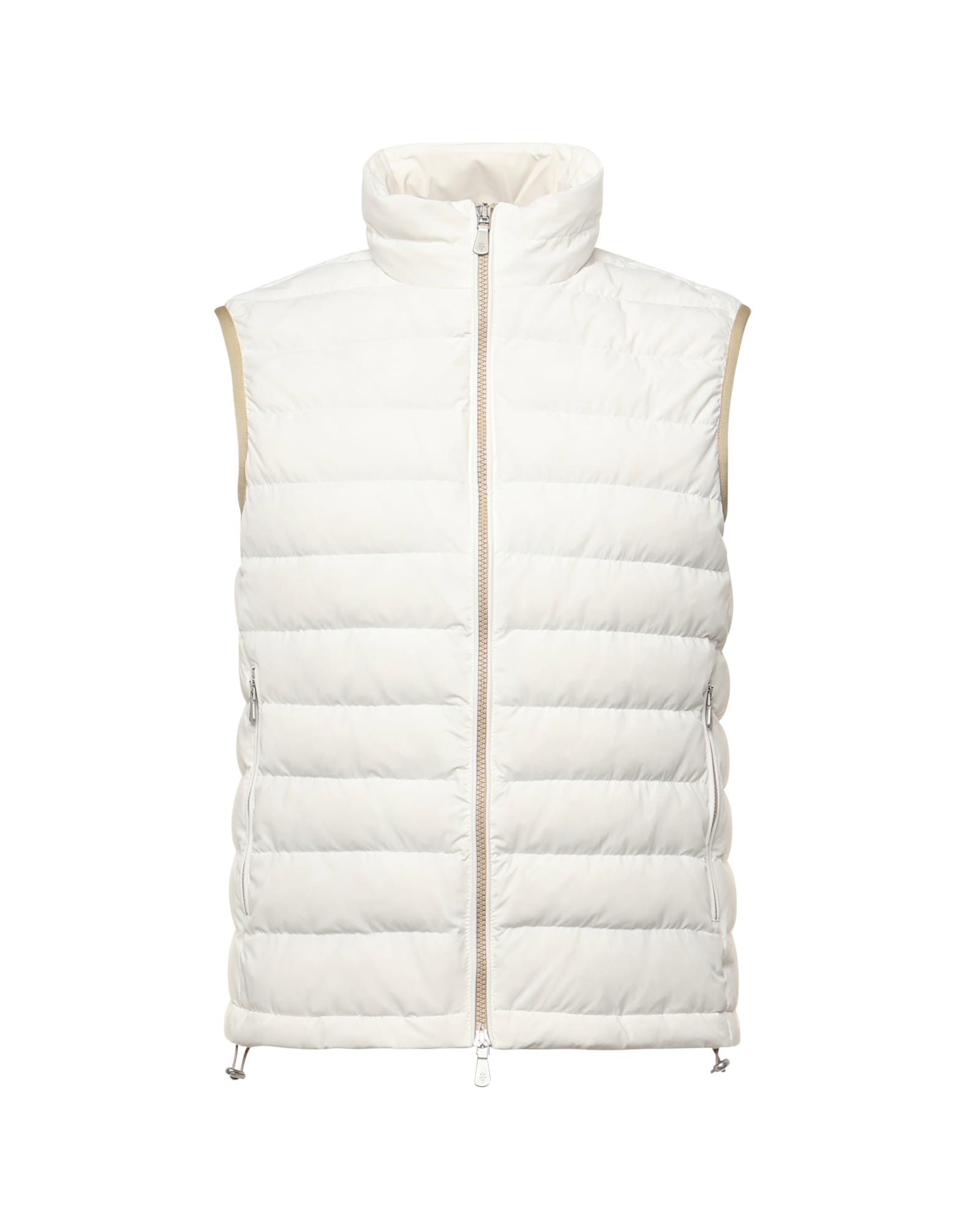 Eleventy Padded Vest With Quilted Texture And Zip In White