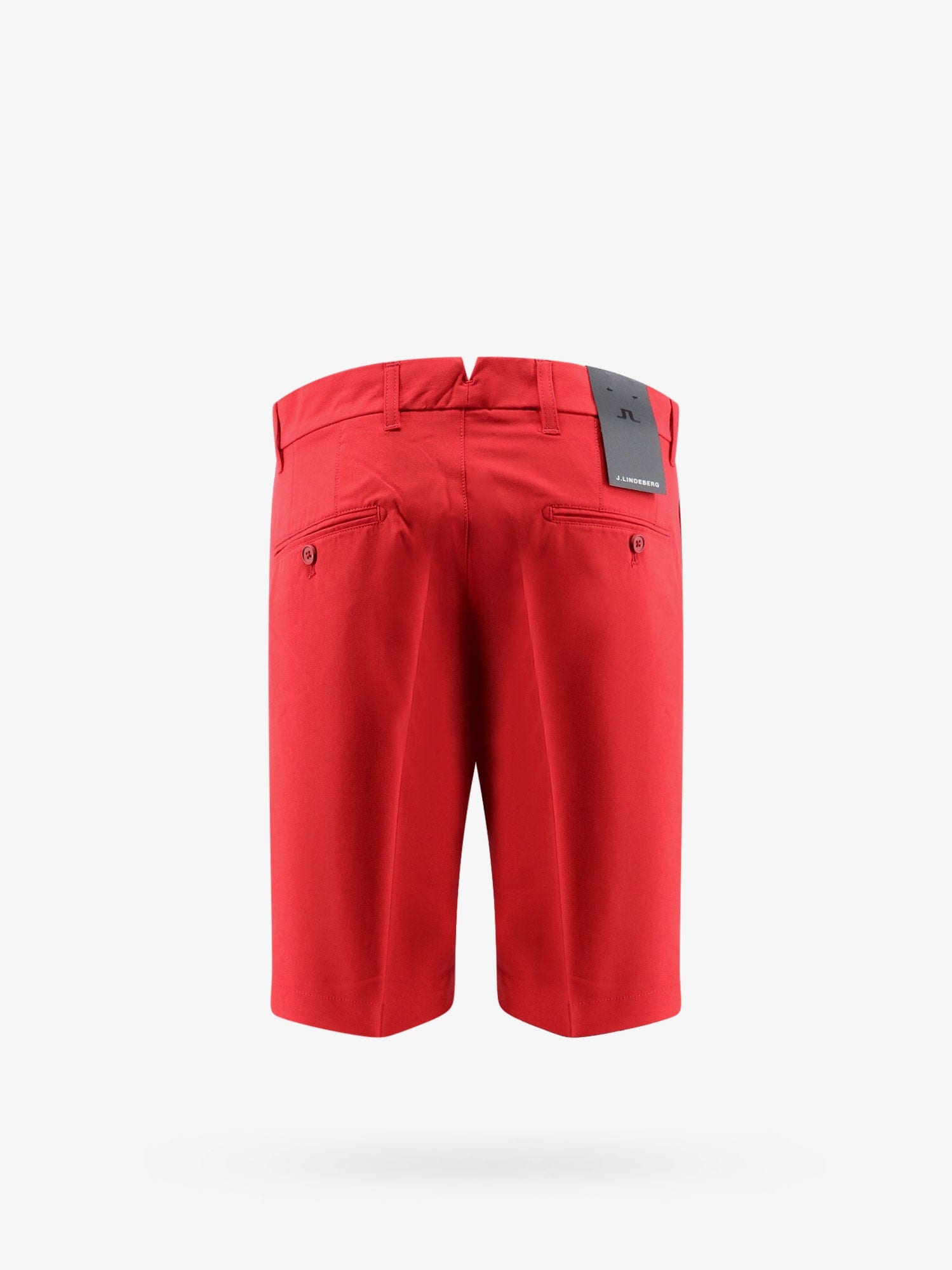 Shop J. Lindeberg Technical Fabric Bermuda Shorts With Logo Patch In Red