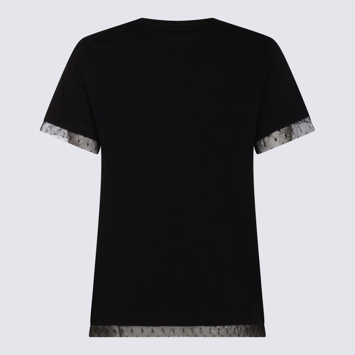 Twinset Tulle-trim Cotton T-shirt In Black