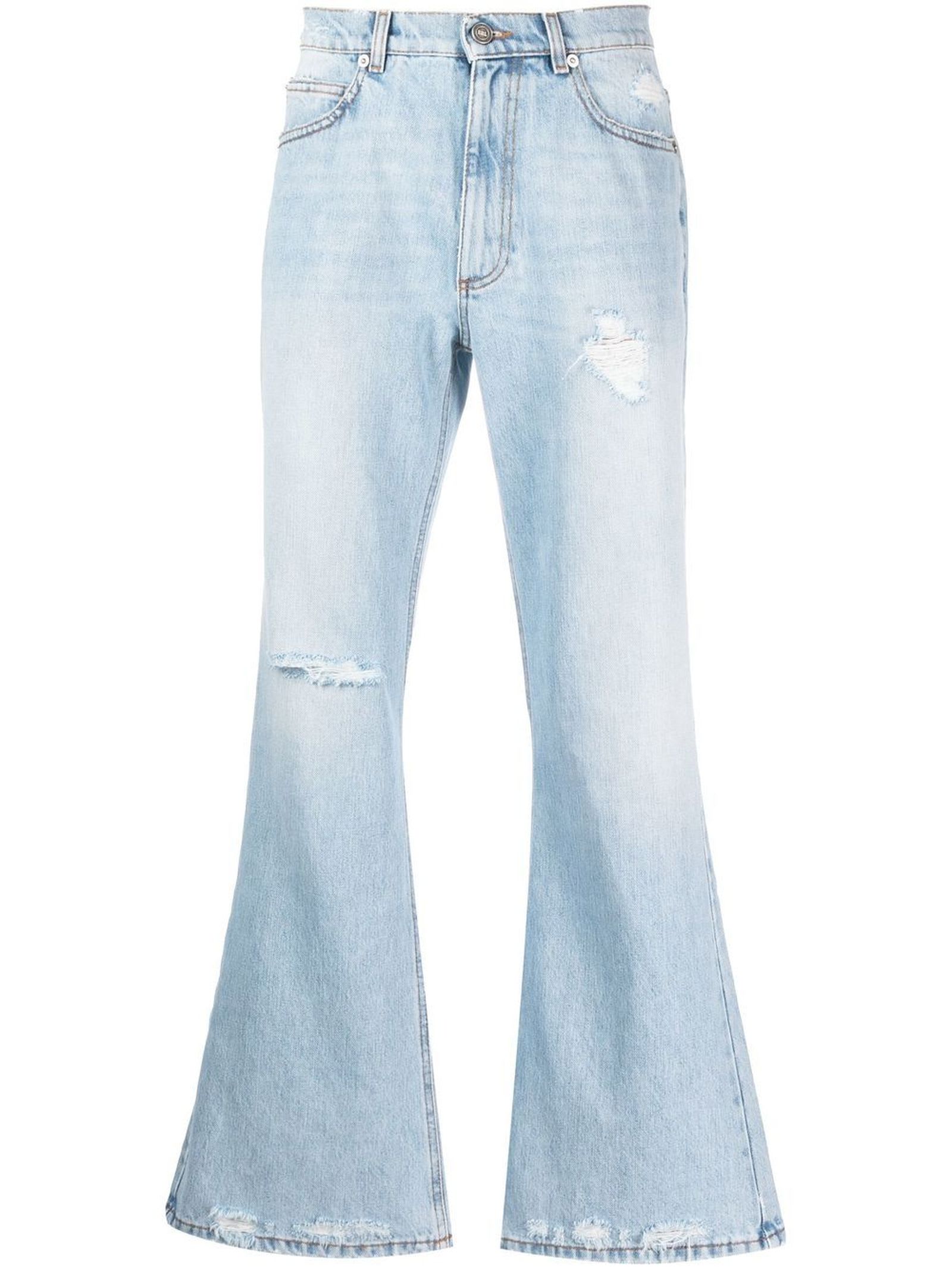 Erl Light Blue Cotton Jeans In Denim