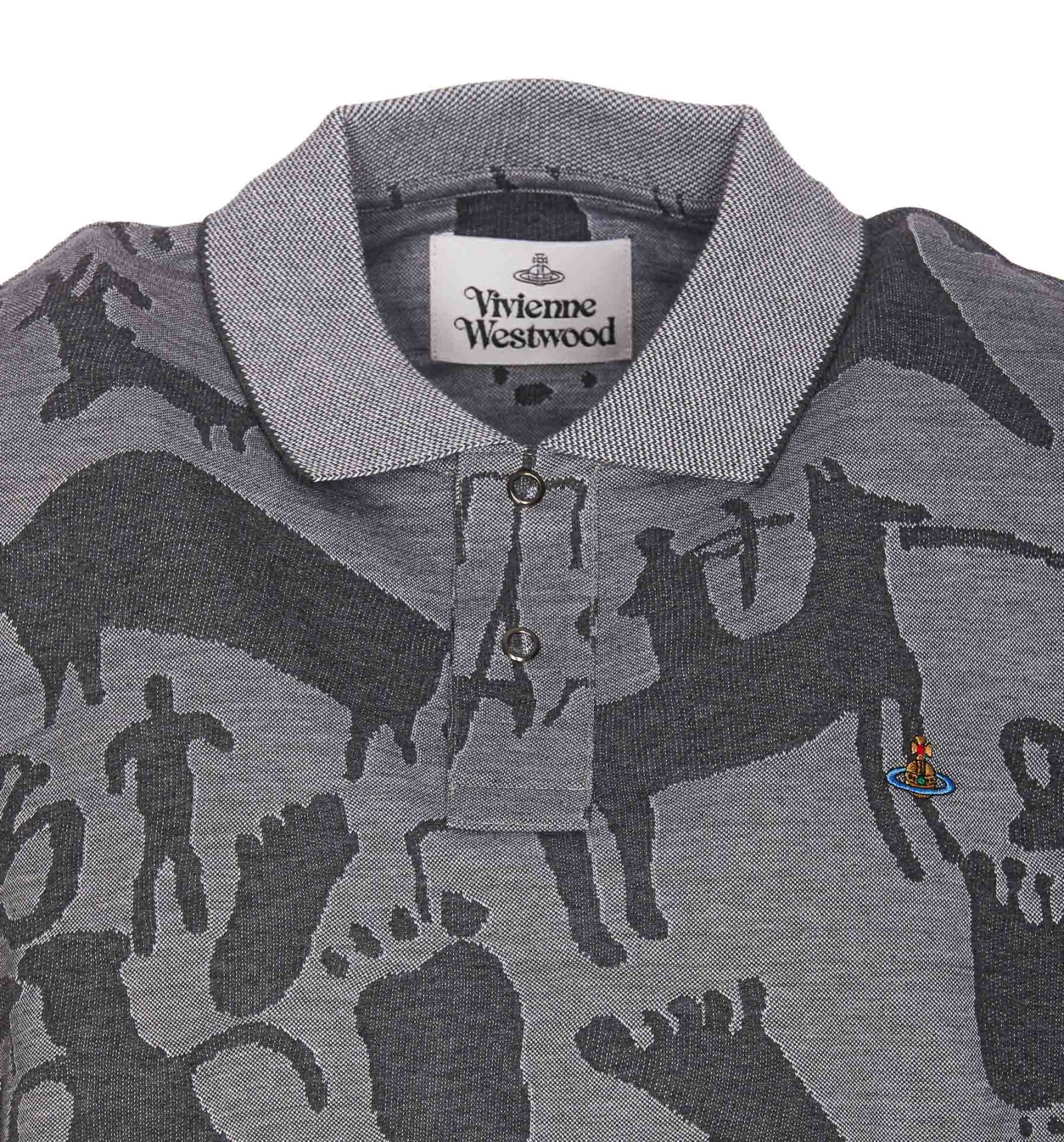 Shop Vivienne Westwood Cavemen Orb Logo Classic Polo In Grey