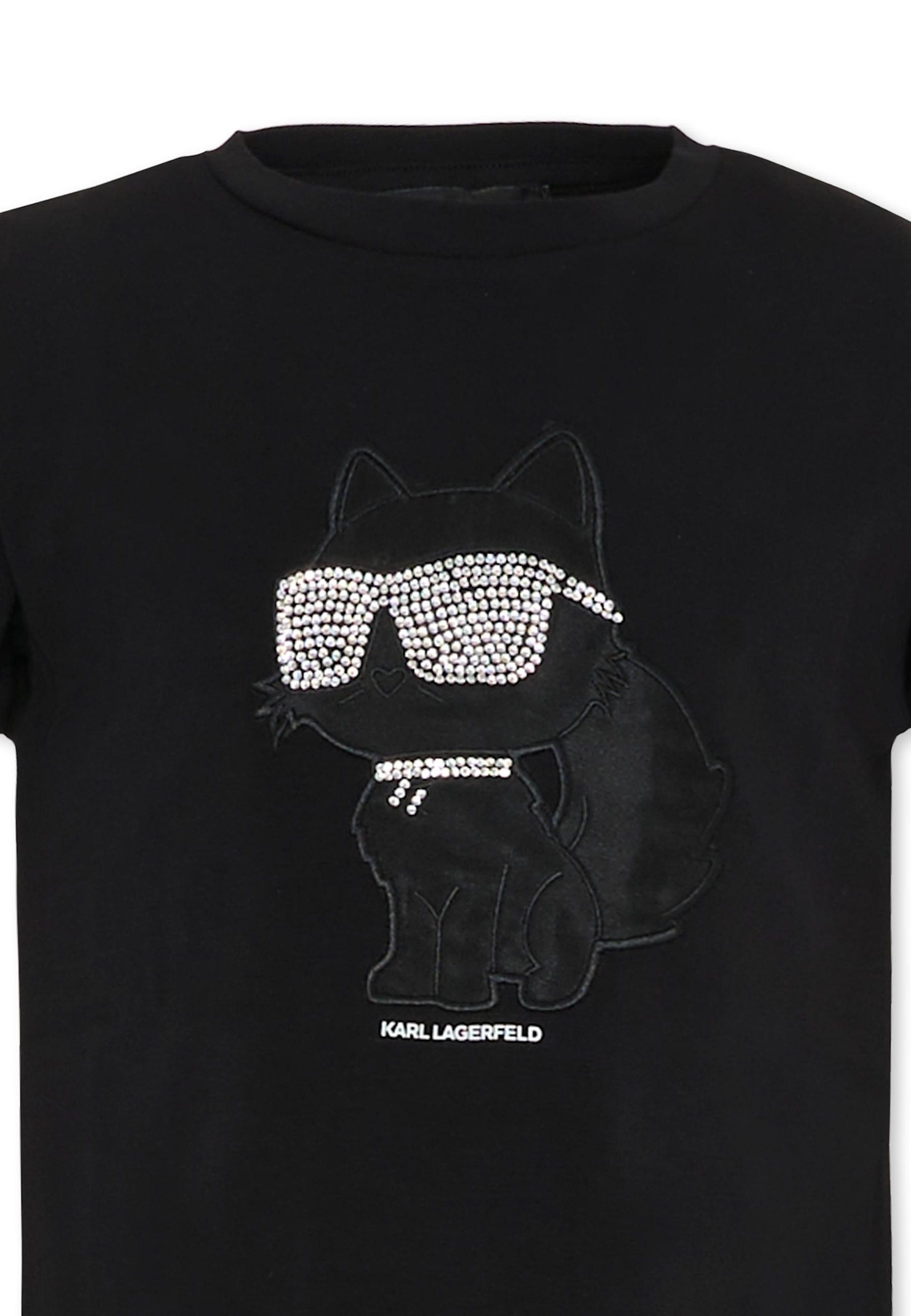 Karl Lagerfeld Black T-shirt For Girl With Choupette In Black