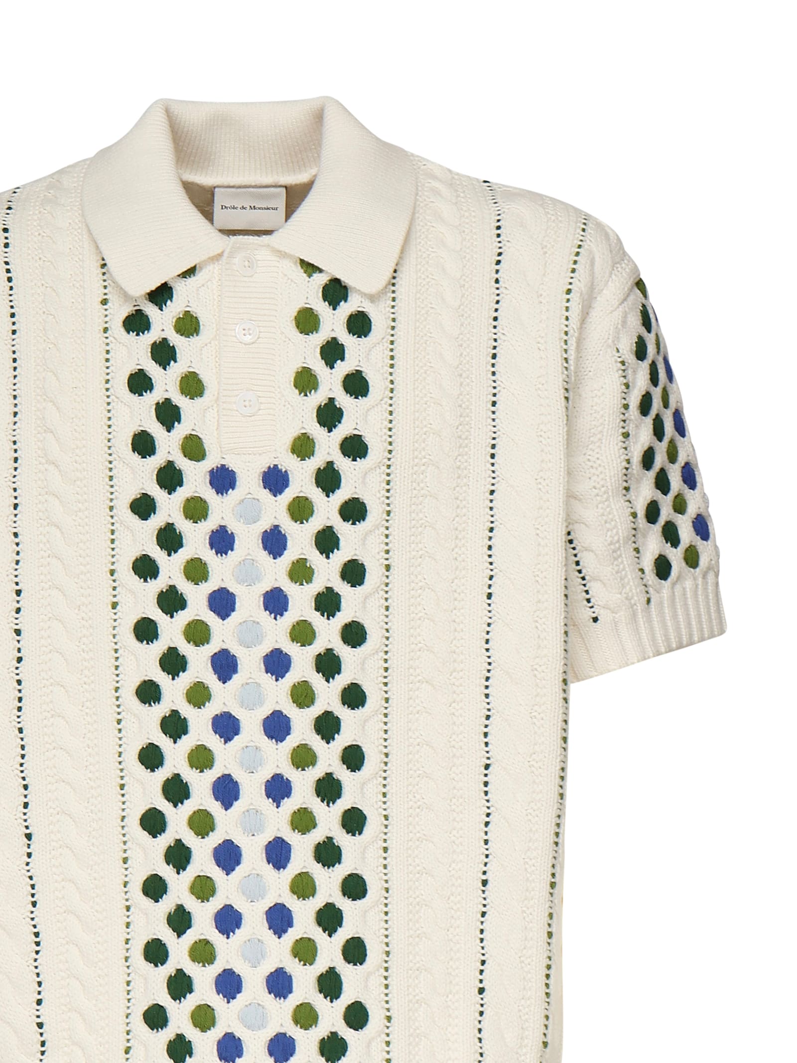 Drôle De Monsieur Brode Patterned-intarsia Cotton-knit Polo Shirt