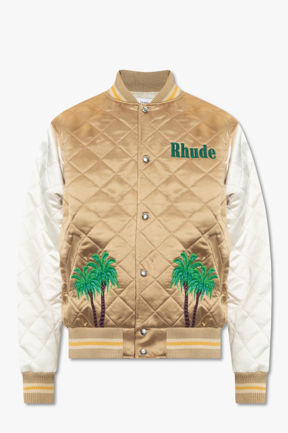 Shop Rhude Quilted Bomber Jacket In Brown/neutrals
