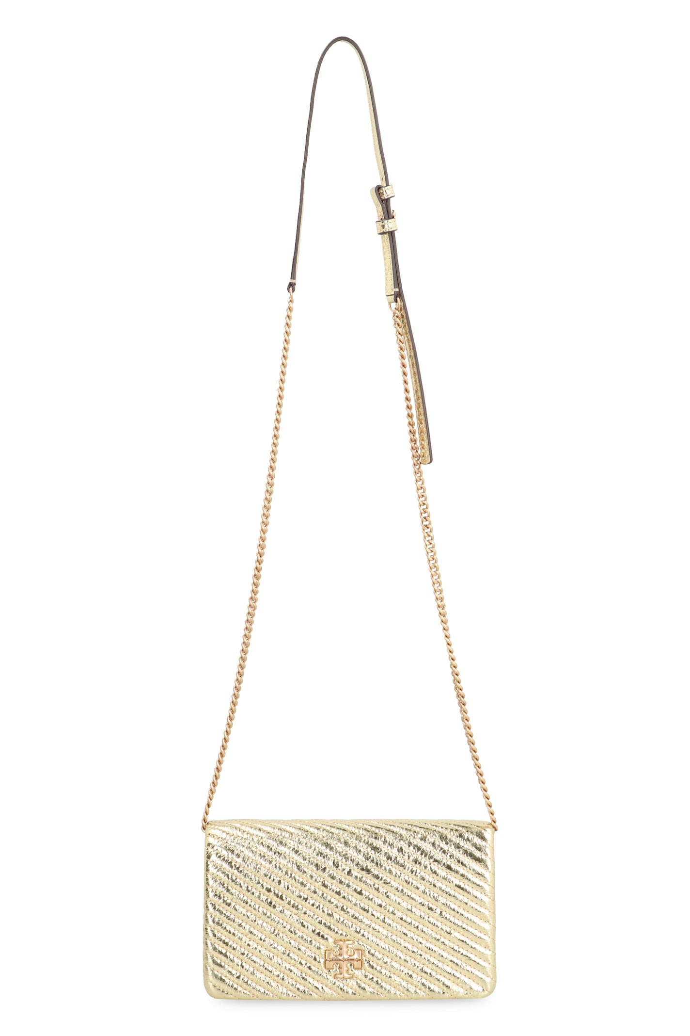 Tory Burch Kira Leather Wallet On Chain In Gold