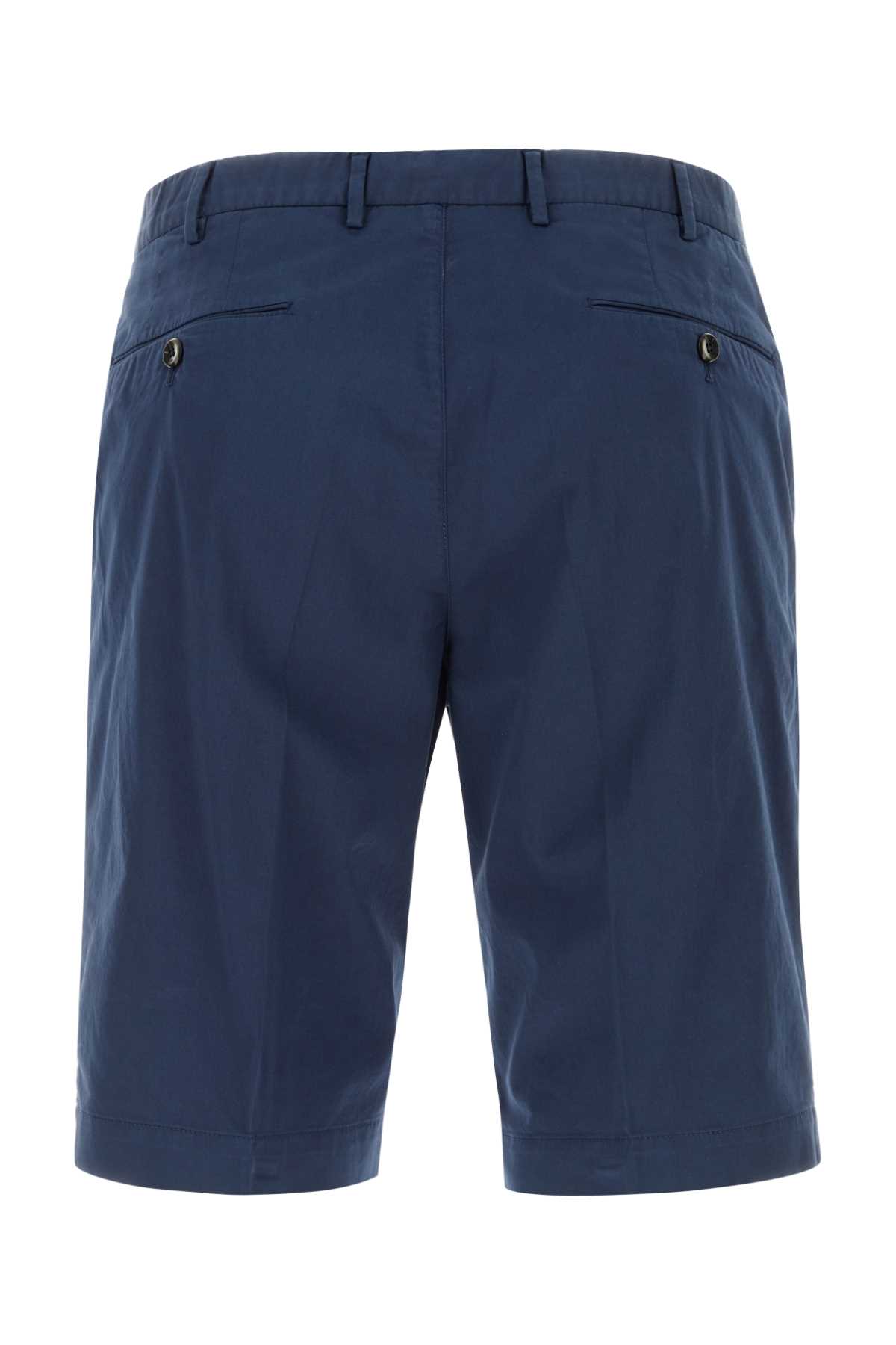 Pt01 Blue Stretch Cotton Bermuda Shorts In Y383