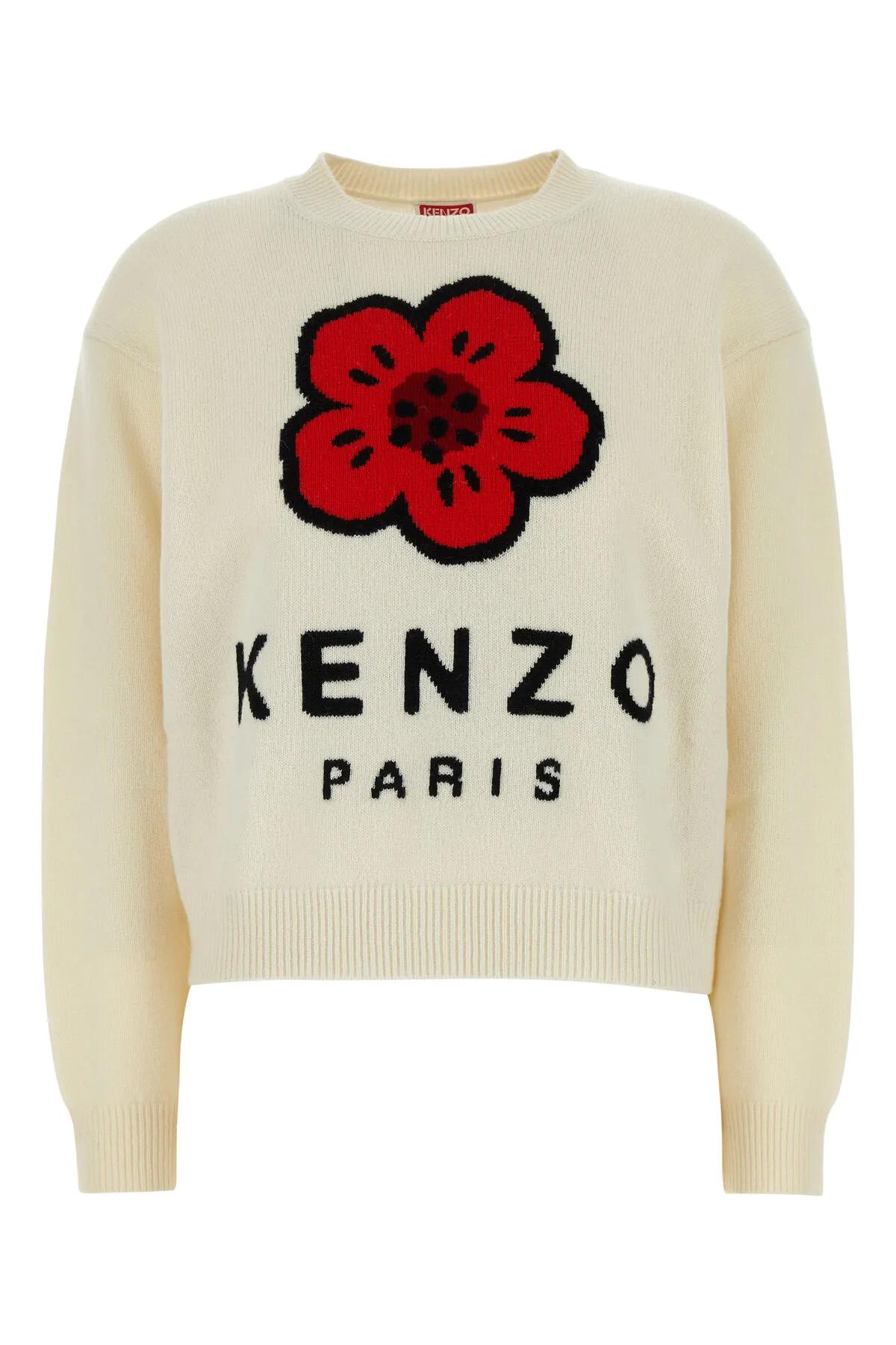 Shop Kenzo Ivory Wool Sweater